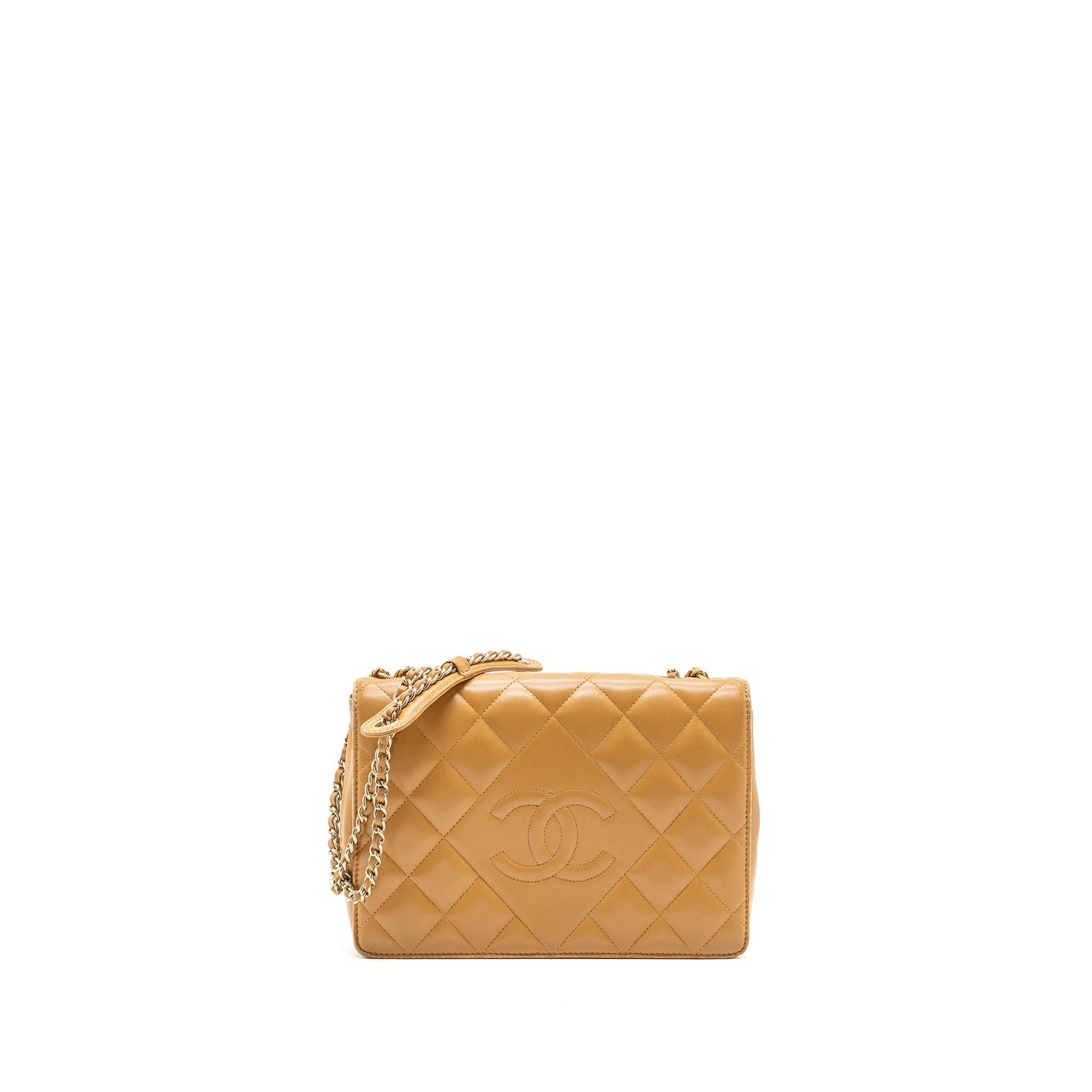 Chanel Quilted Flap Lambskin GHW Beige Shoulder Bag
