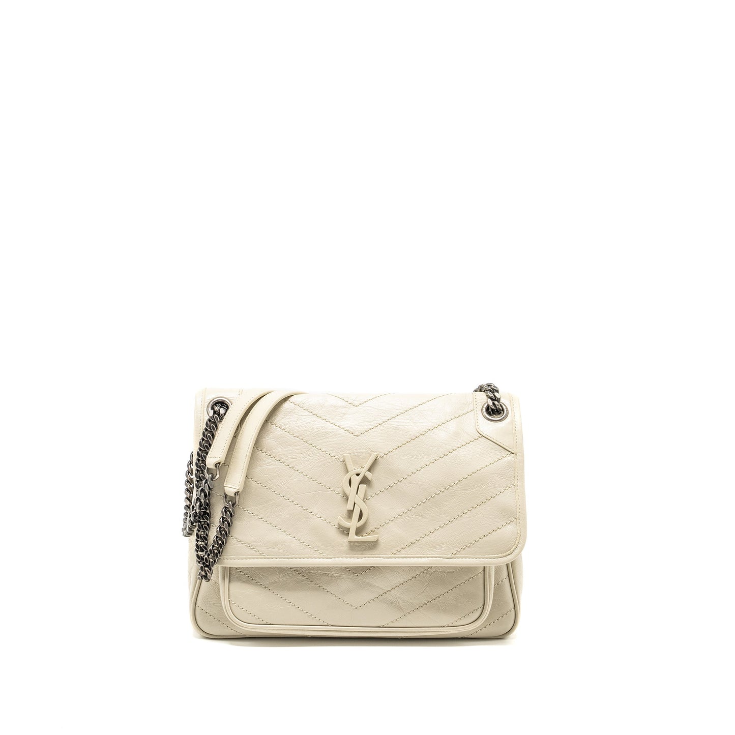 YSL Saint Laurent Niki Calfskin Travel Bag White Medium