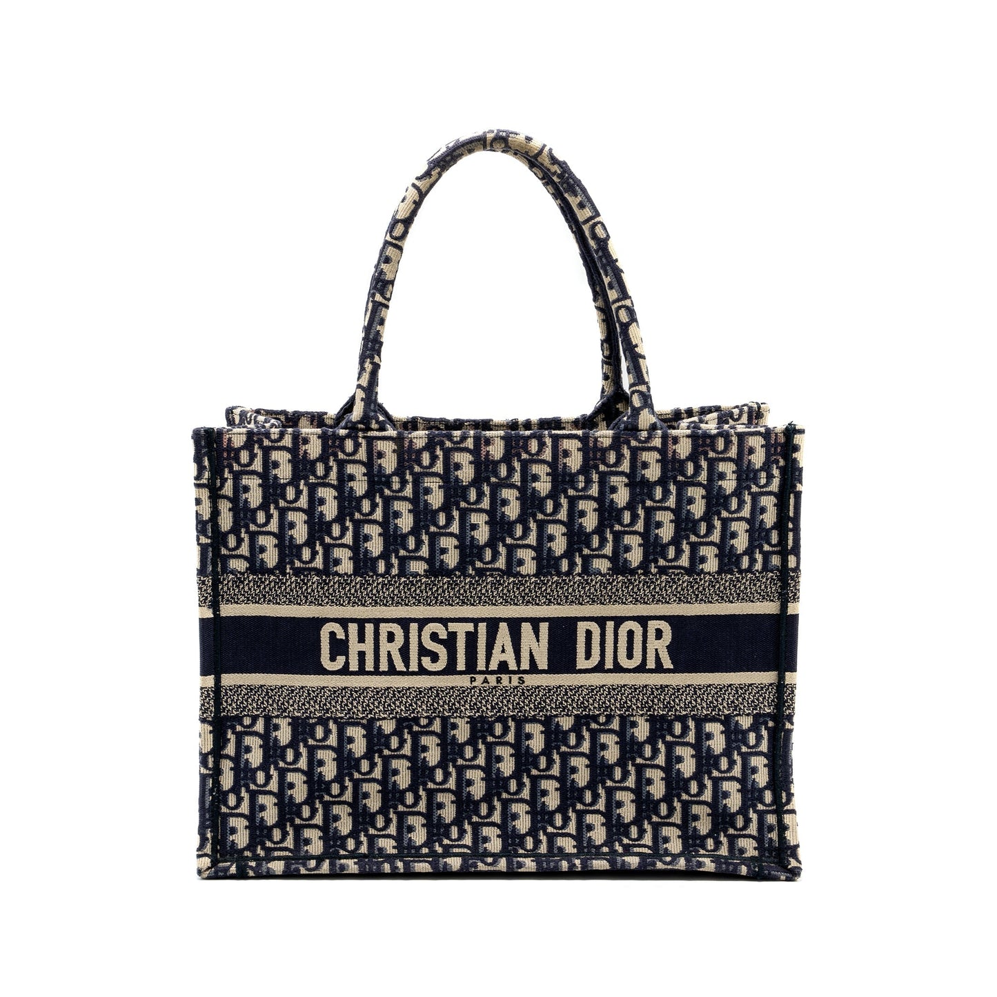Dior Book Tote Oblique Emboidery Handbag Blue Medium Tote Bag