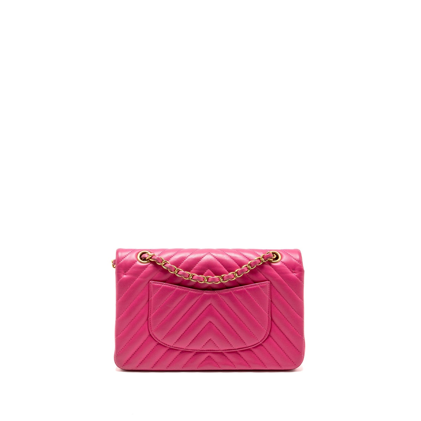 Chanel chevron Classic Double flap lambskin GHW Pink Shoulder Bag