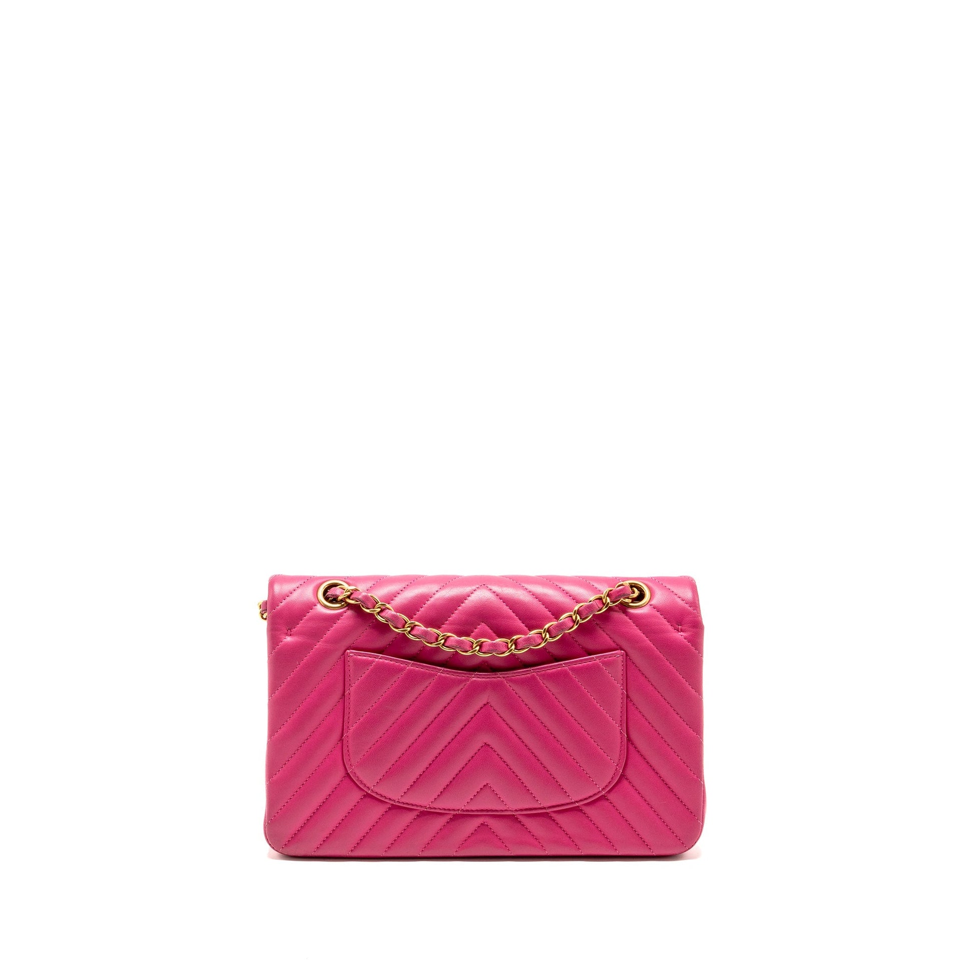 Chanel chevron Classic Double flap lambskin GHW Pink Shoulder Bag