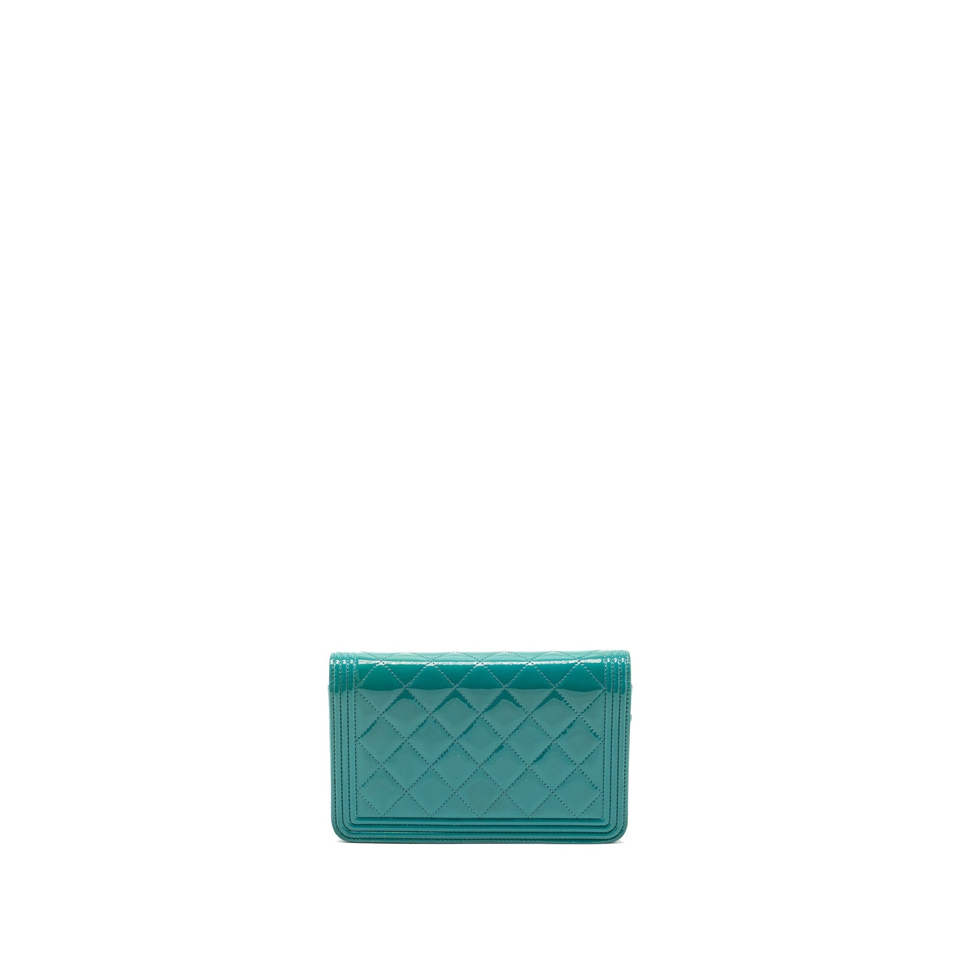 Chanel Boy on Patent SHW Green Wallet Case