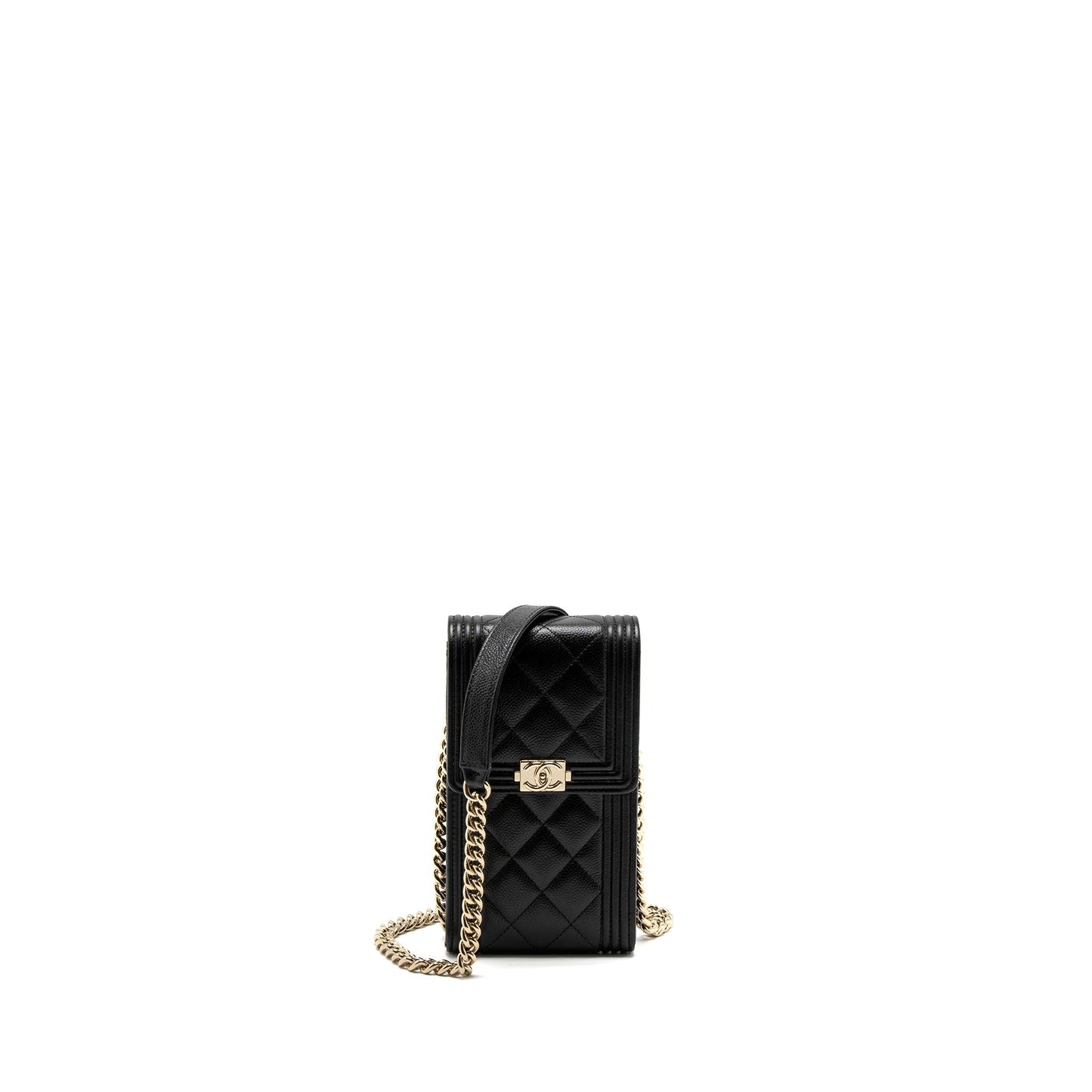 Chanel Vertical Phone Caviar LGHW Black Handbag