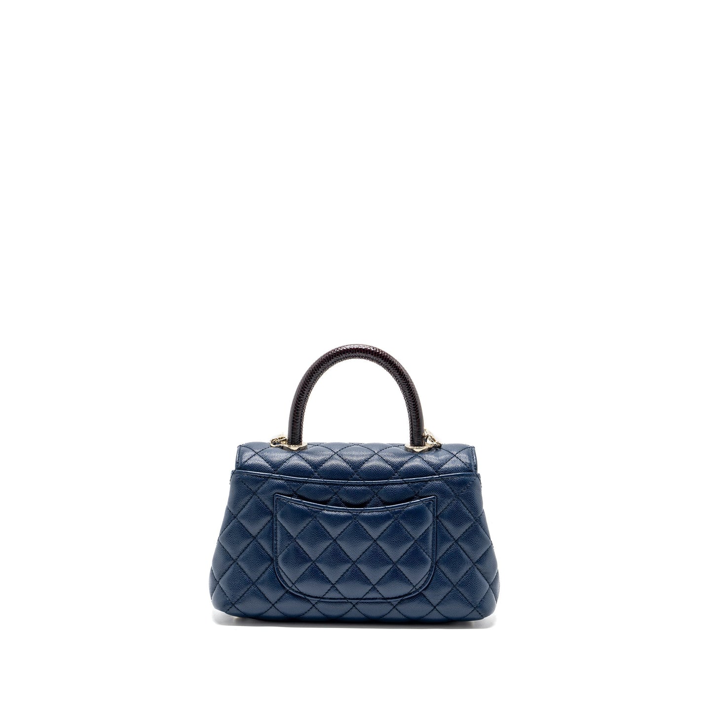 Chanel Coco Handle Lizard Embossed Handle Caviar Small Handbag