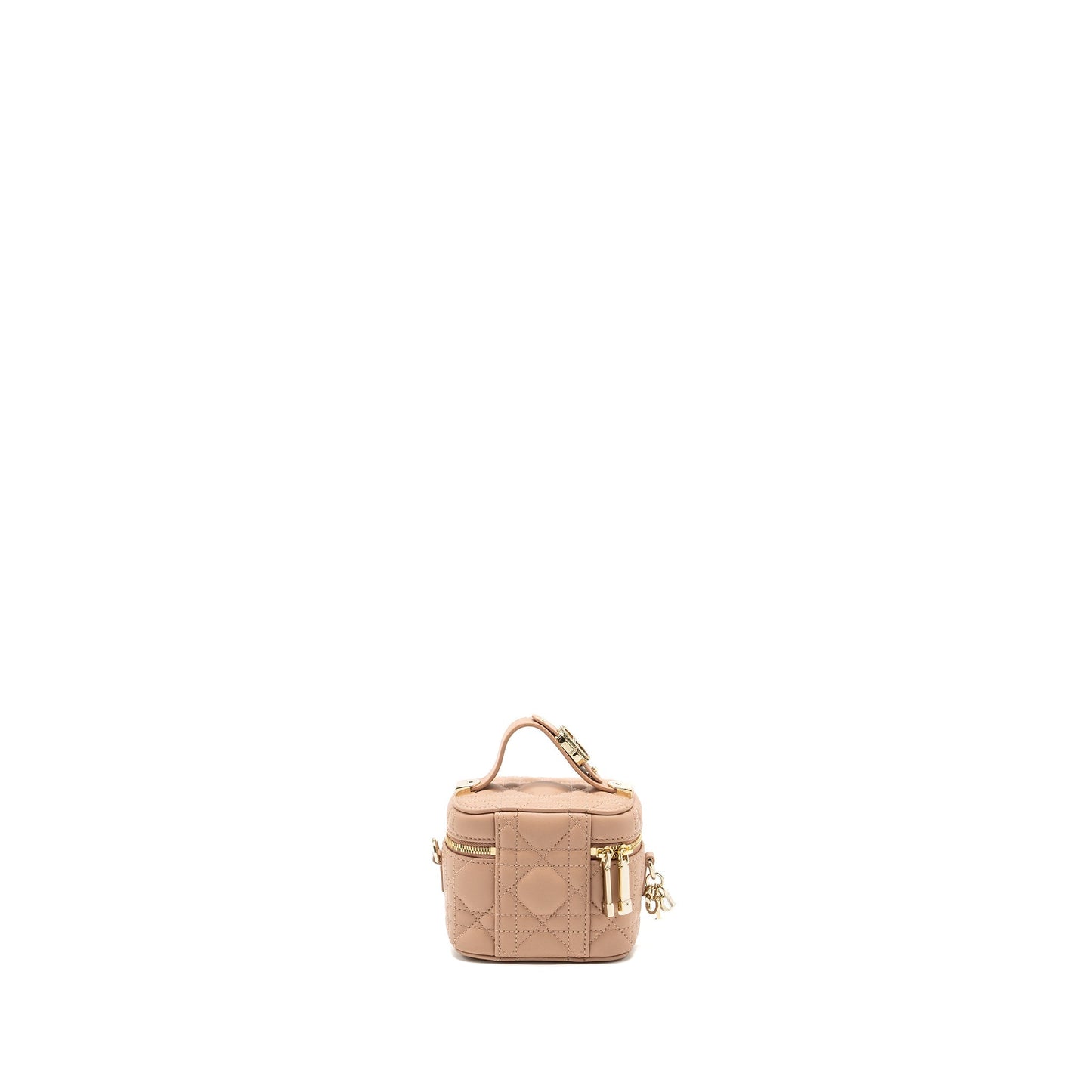 Dior Micro Lady Vanity Case Lambskin Dark Handbag Beige Travel Bag