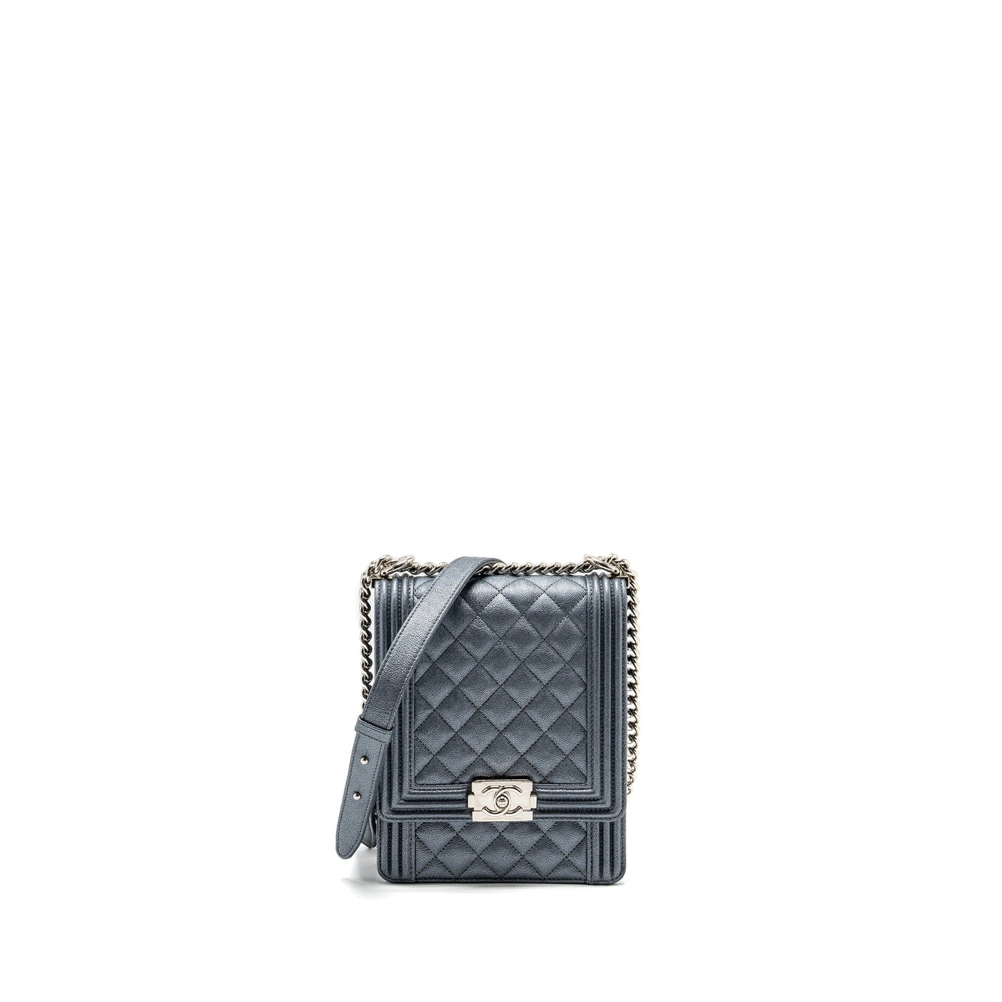 Chanel North South Boy caviar Grey Handbag