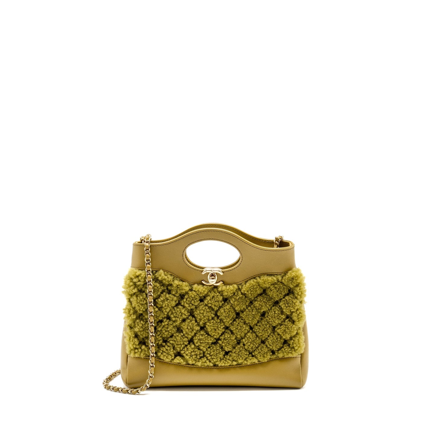 Chanel 31 Calfskin Fur Olive LGHW Microchip Green Mini Bag