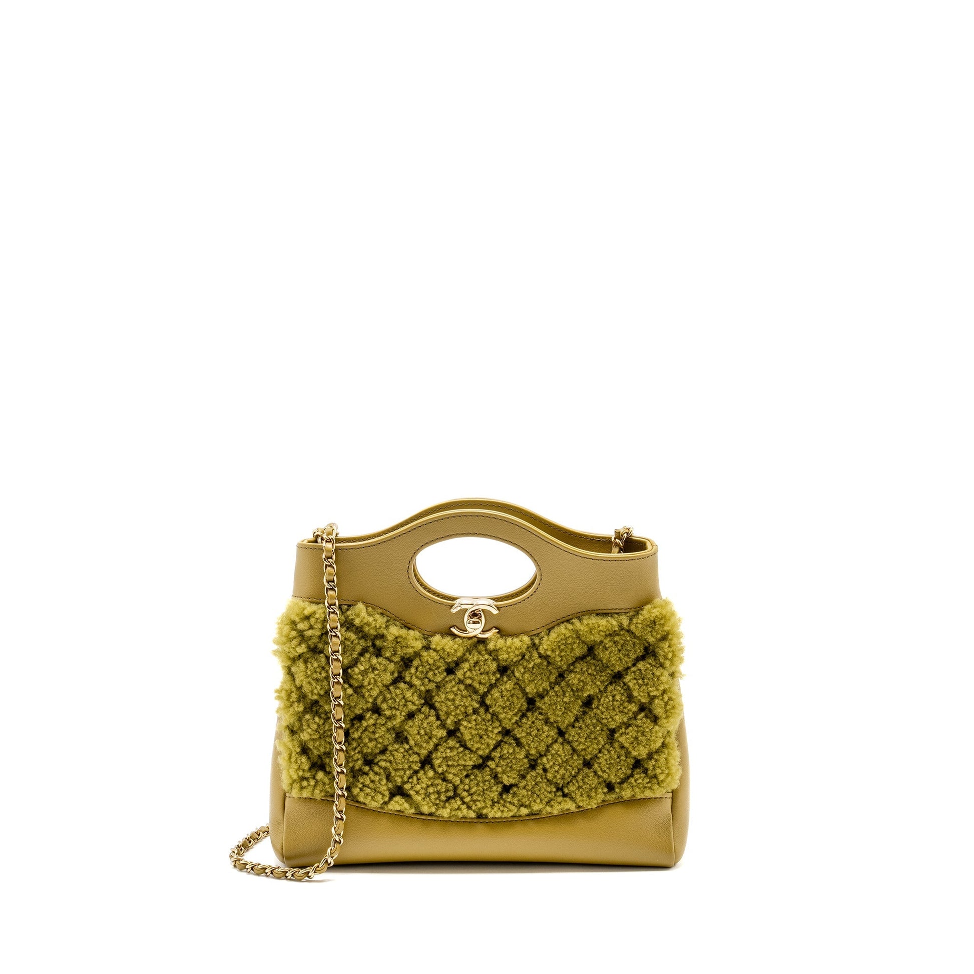 Chanel 31 Calfskin Fur Olive LGHW Microchip Green Mini Bag