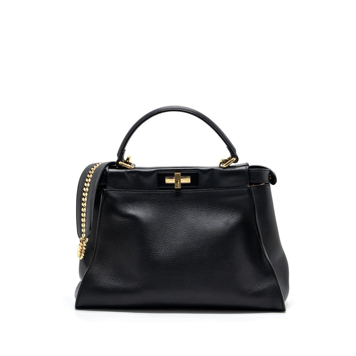 Fendi Peekaboo Purse Leather Black Medium Travel Bag