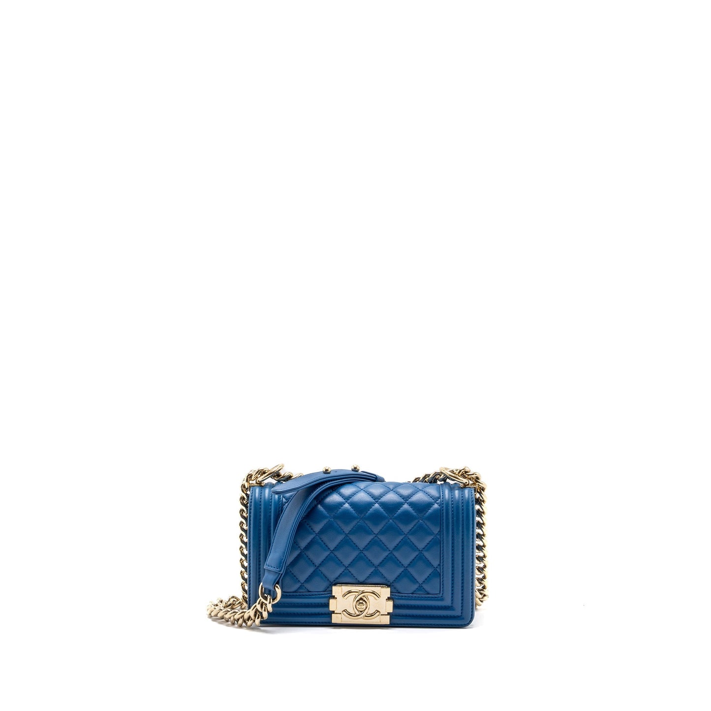 Chanel Boy Calfskin LGHW Blue Small Handbag