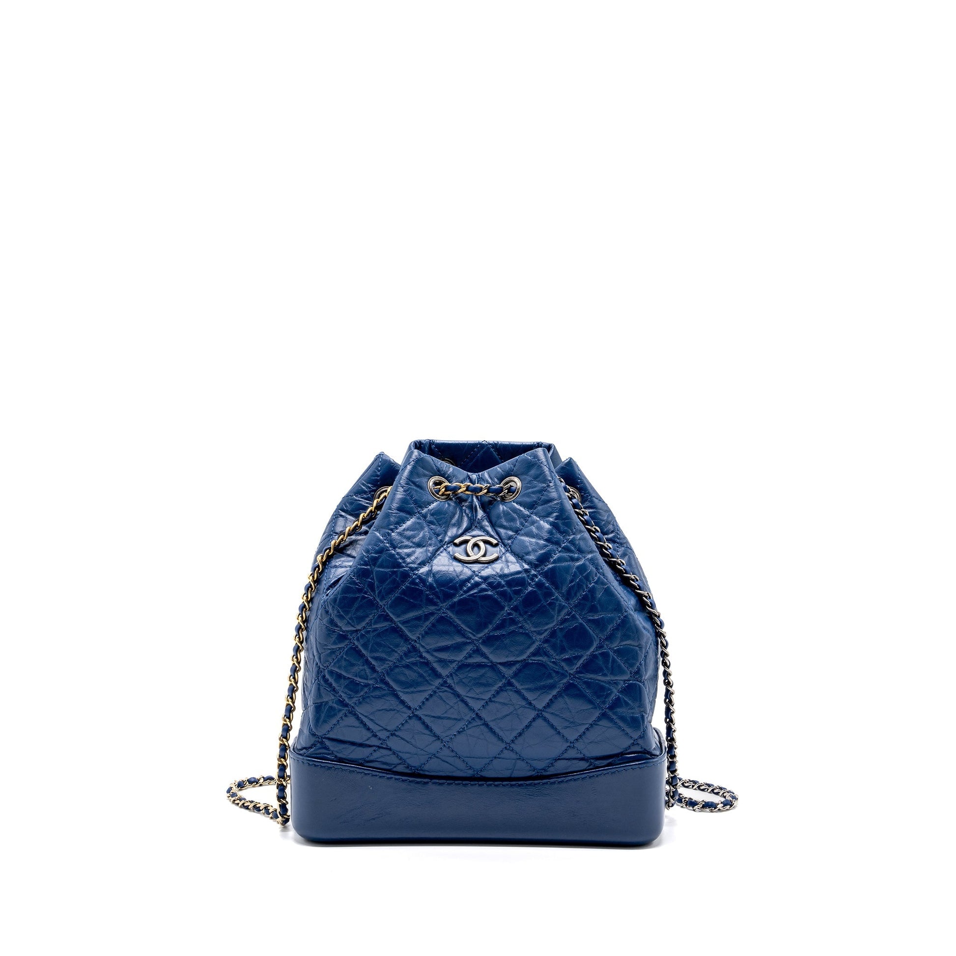 Chanel Gabrielle Backpack Aged Calfskin Hardware Multicolour Blue Small