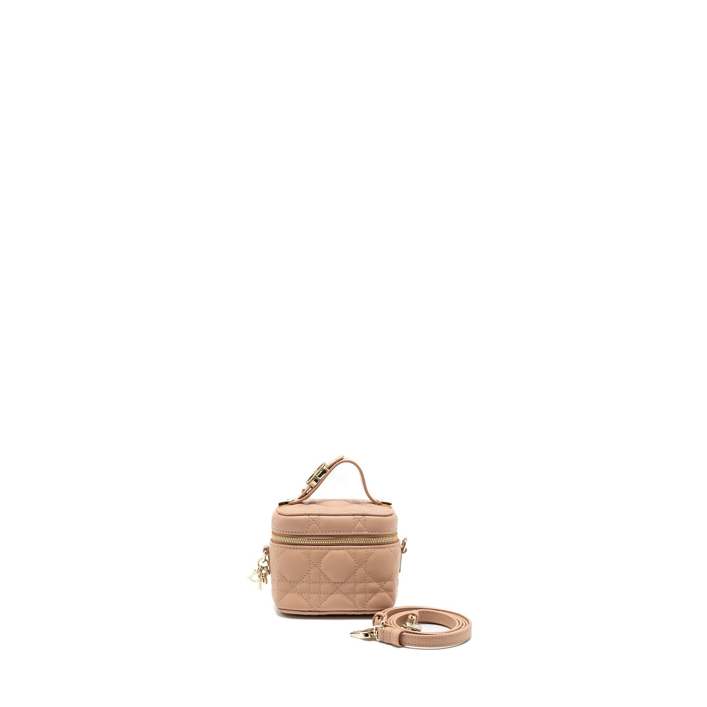 Dior Micro Lady Vanity Case Lambskin Dark Handbag Beige Travel Bag