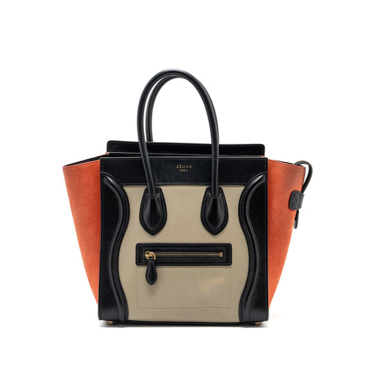 Celine Micro Luggage Calfskin Multicolour Handbag Leather Suede Travel Bag