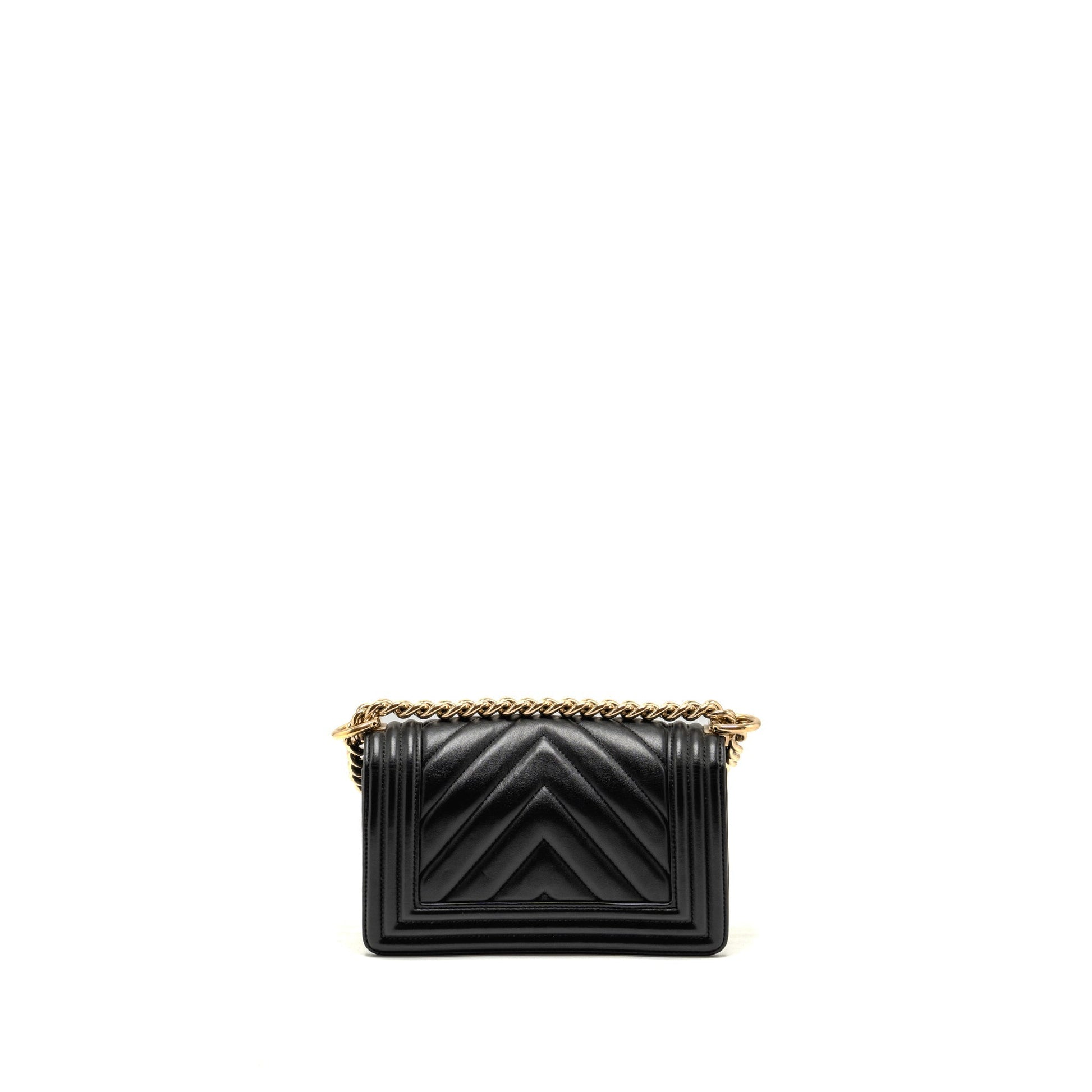 Chanel Chevron Boy Lambskin LGHW Black Small Handbag