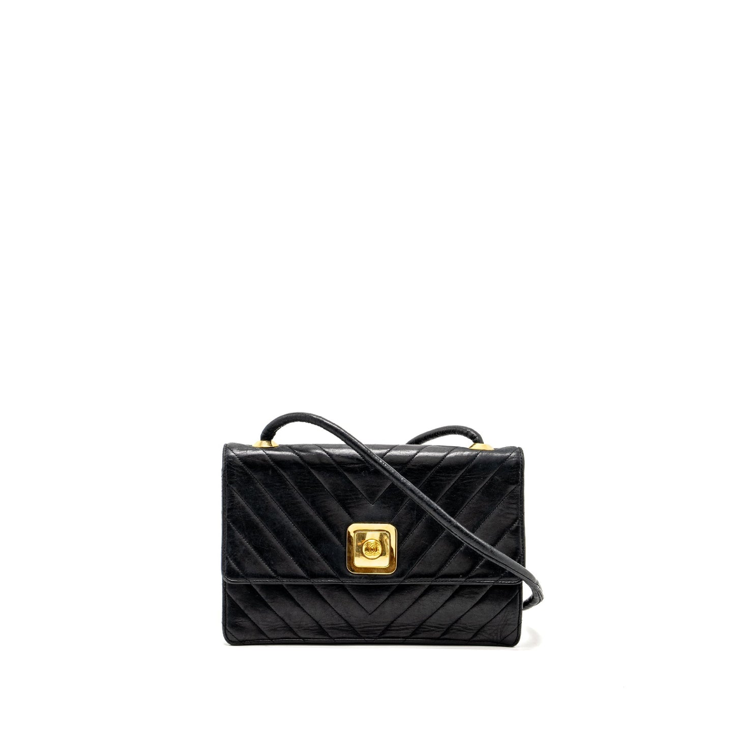Chanel chevron flap lambskin GHW Black Shoulder Bag