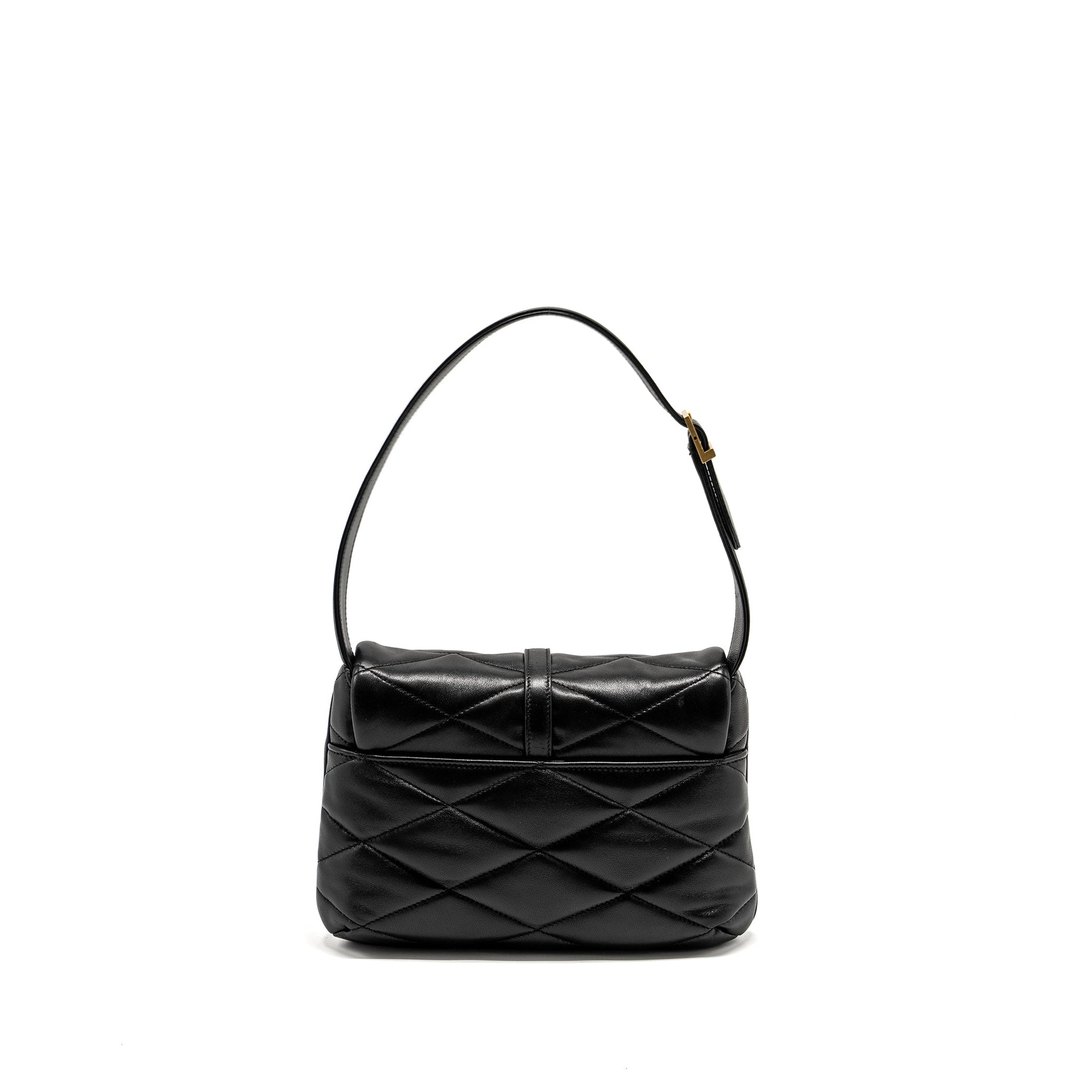 YSL Saint Laurent Hobo Purse Lambskin Multicolour Hardware Quilted Black Shoulder Bag