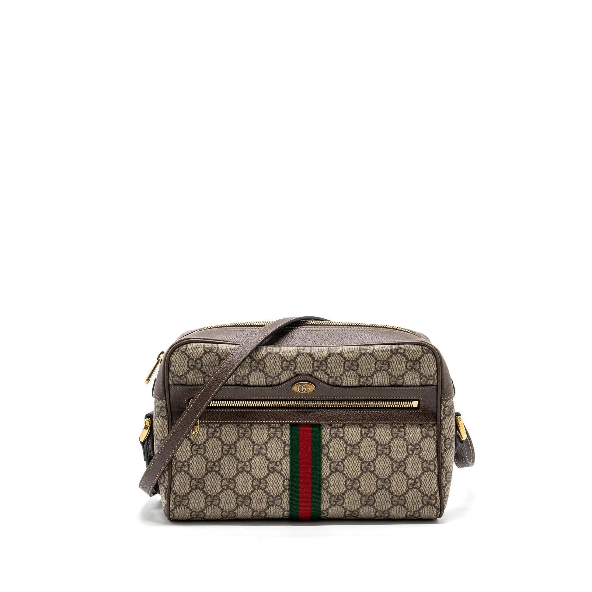 Gucci Ophidia Supreme Zip Crossbody Bag Leather Canvas