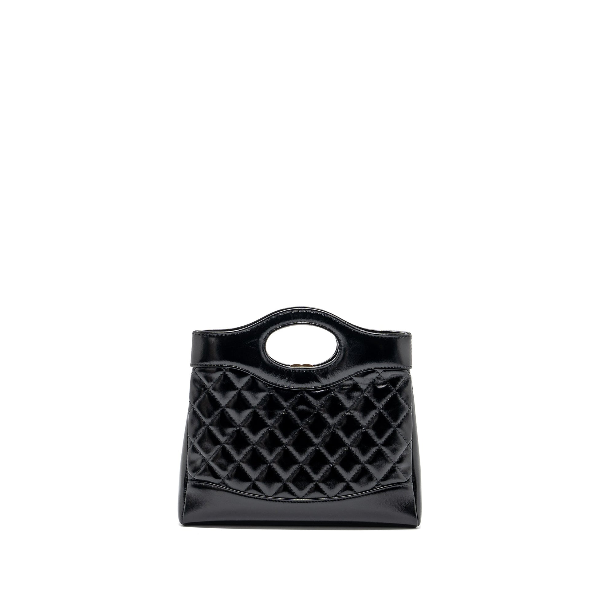 Chanel 24c 31 Shiny Calfskin LGHW Microchip Black Mini Bag
