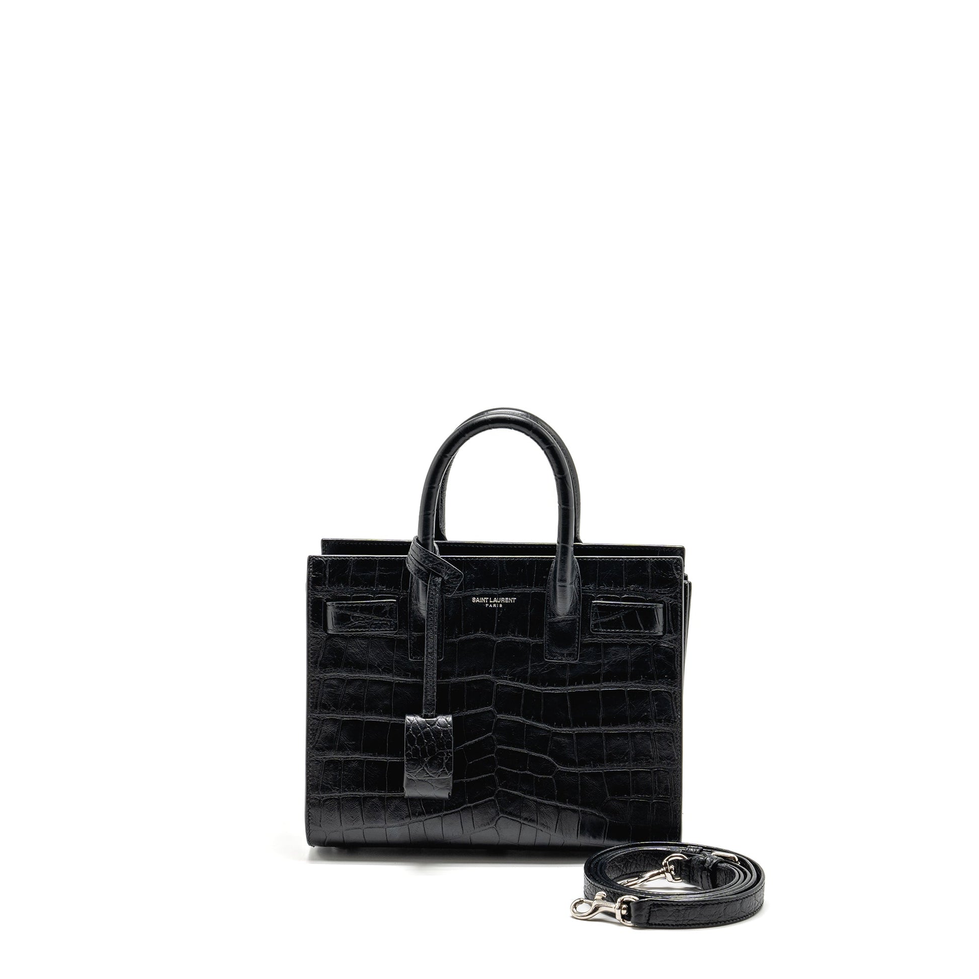 YSL Saint Laurent Saint Laurent Nano Sac De Jour Crocodile Black Travel Bag