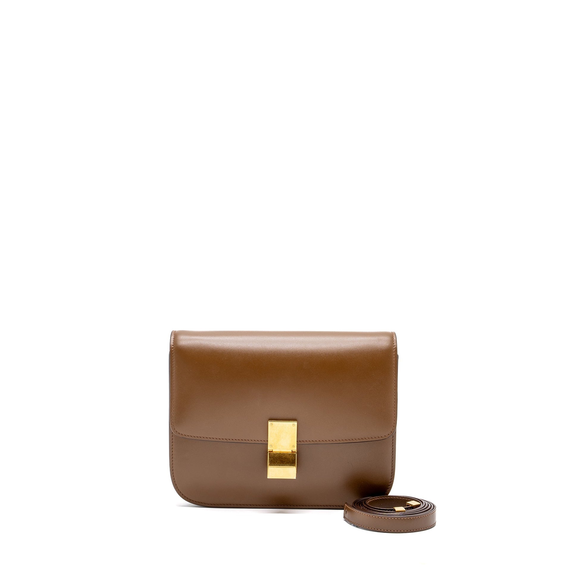 Celine Box Calfskin Camel Handbag Medium Travel Bag
