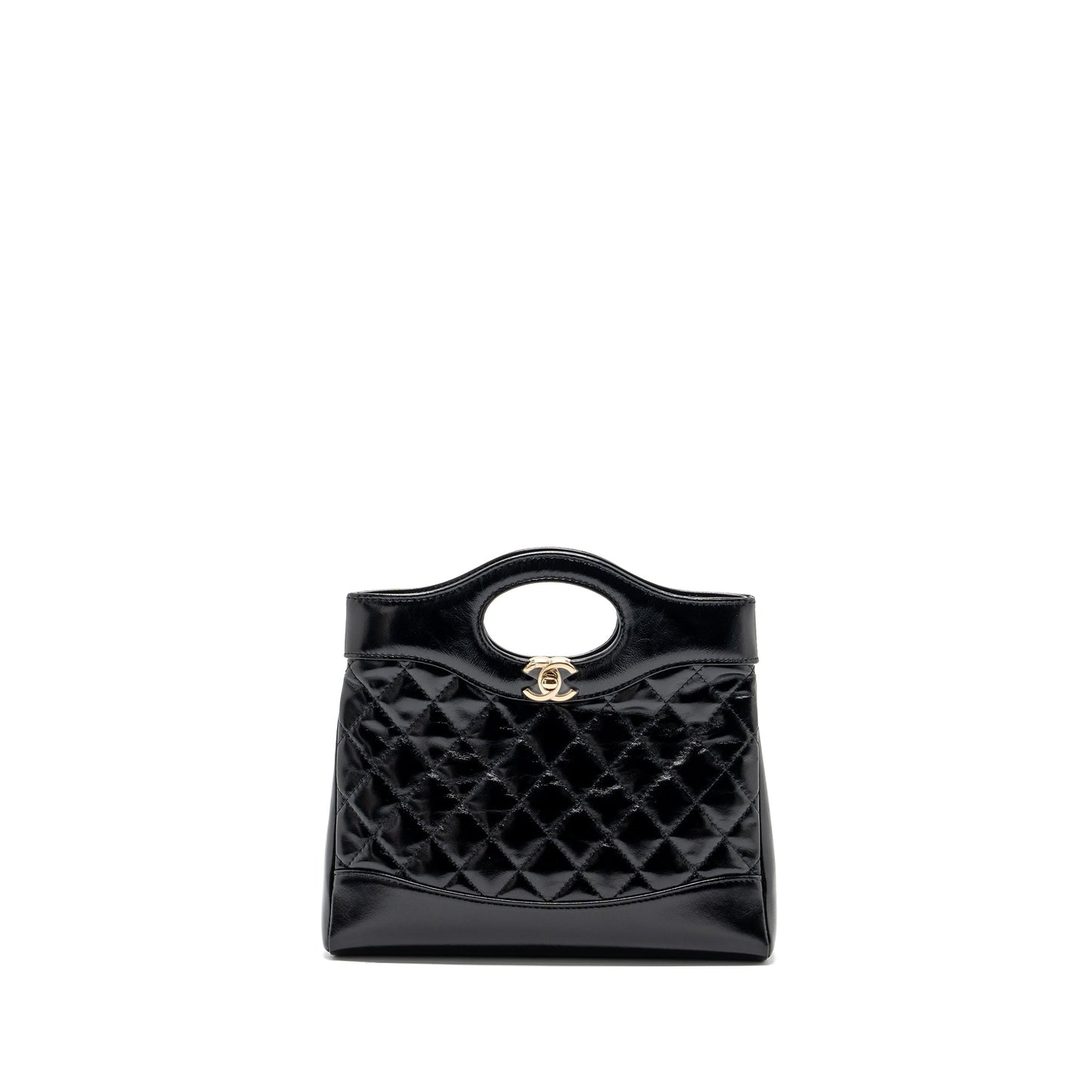 Chanel 24c 31 Shiny Calfskin LGHW Microchip Black Mini Bag