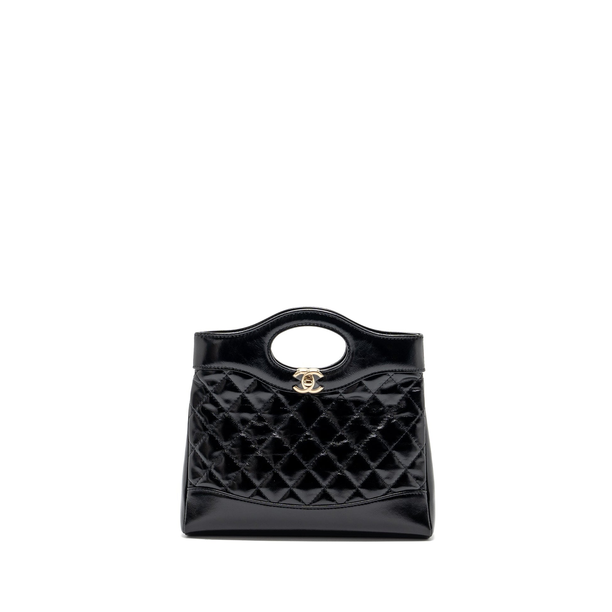 Chanel 24c 31 Shiny Calfskin LGHW Microchip Black Mini Bag