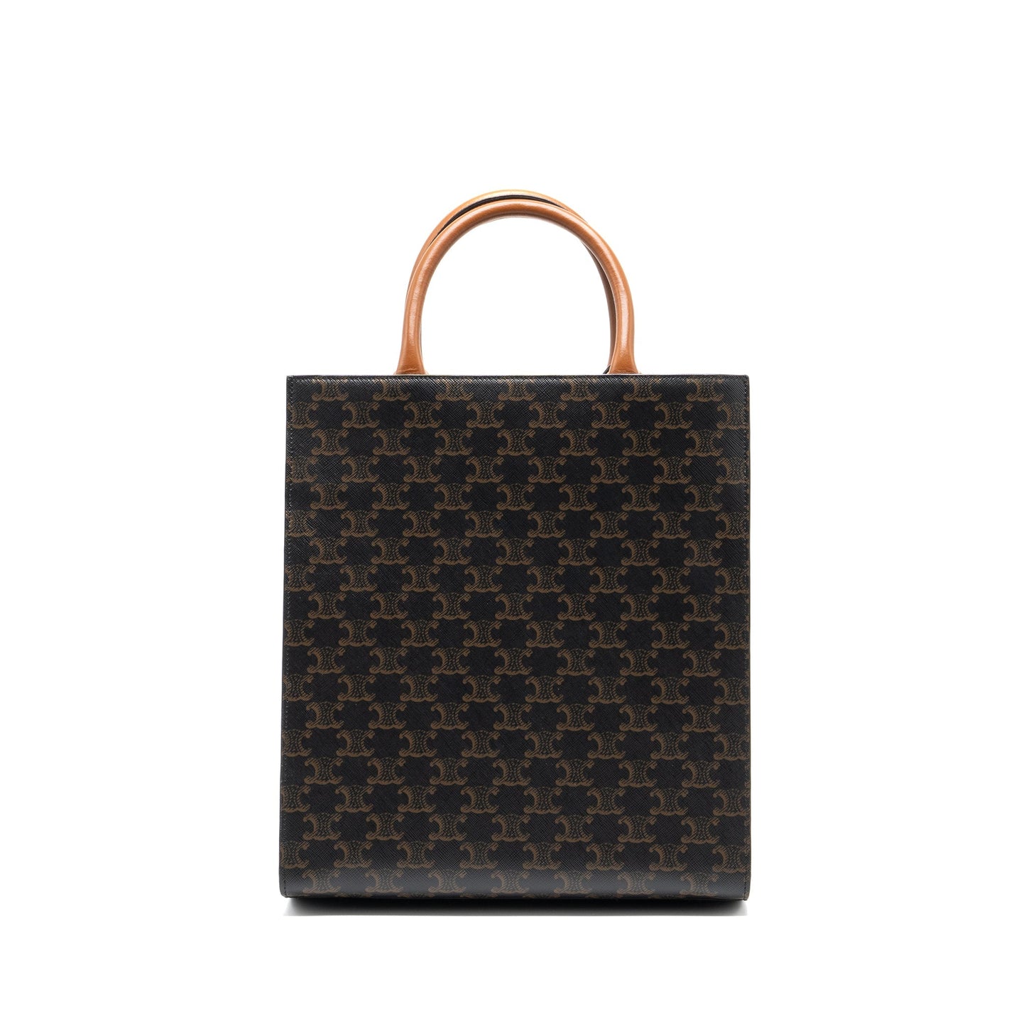 Celine Cabas Vertical In Triomphe Calfskin Handbag Canvas Tan Travel Bag