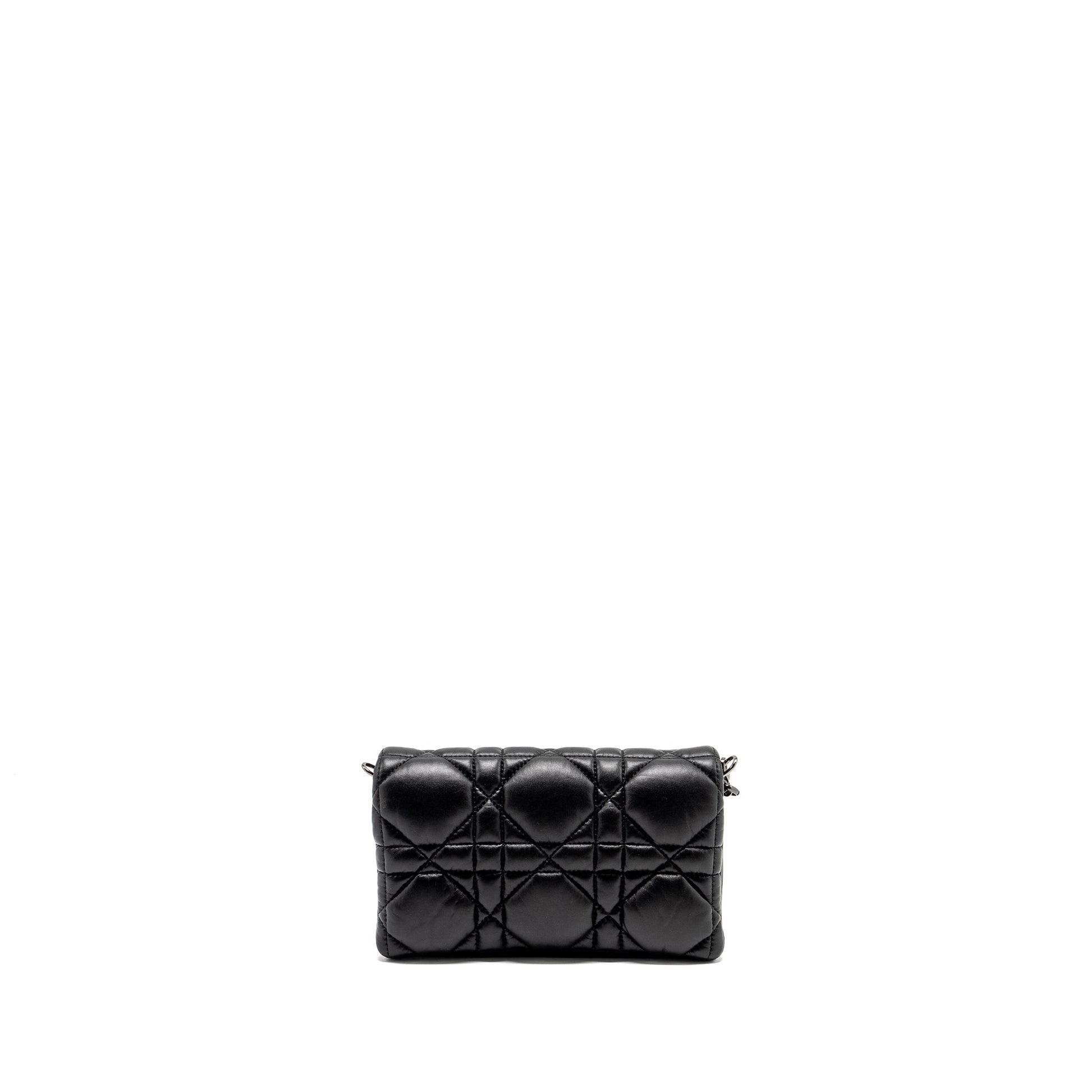 Dior Caro Purse Calfskin Hardware Handbag Black Mini Travel Bag