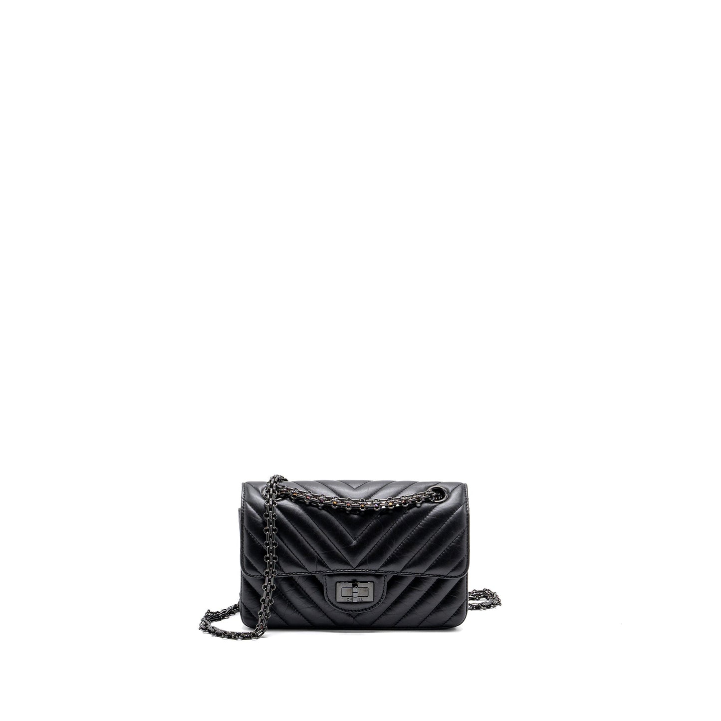 Chanel 2.55 Reissue Flap Chevron Calfskin So Black Shoulder Bag So Black