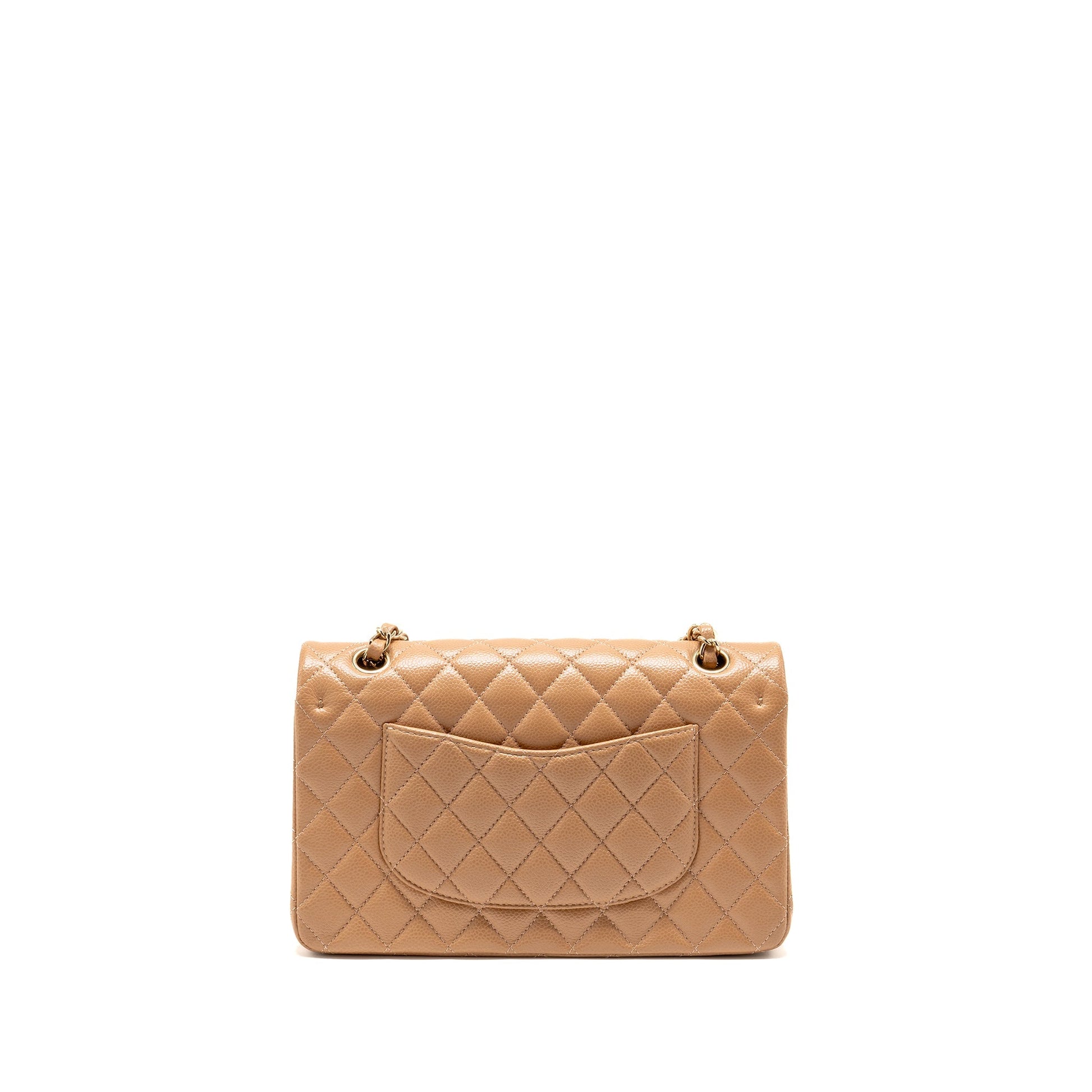 Chanel Classic Double Flap Caviar Dark LGHW Beige Shoulder Bag