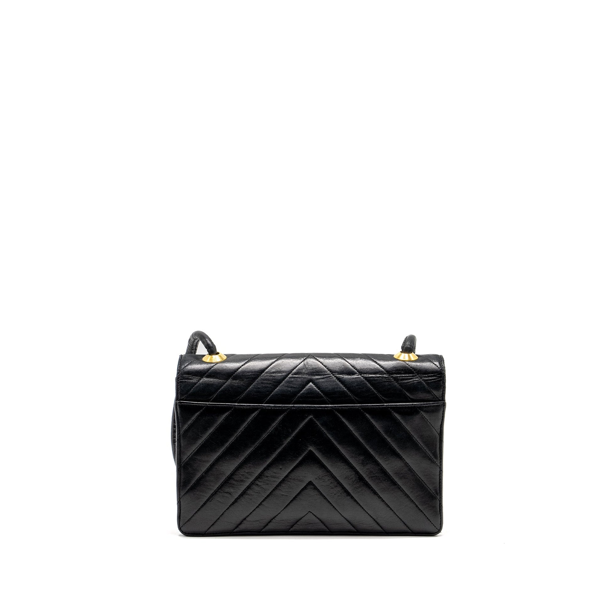 Chanel chevron flap lambskin GHW Black Shoulder Bag
