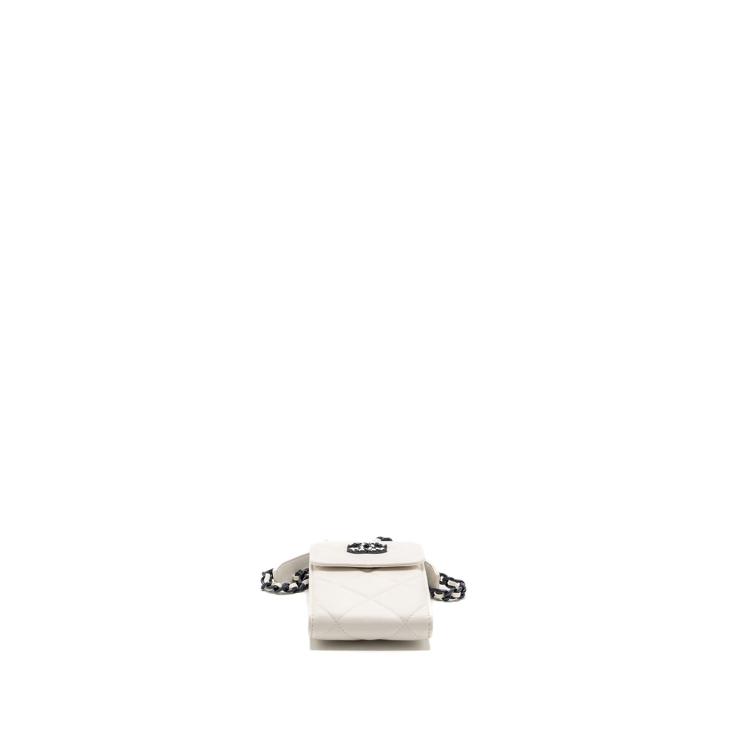 Chanel vertical 19 phone lambskin hardware Black White Handbag
