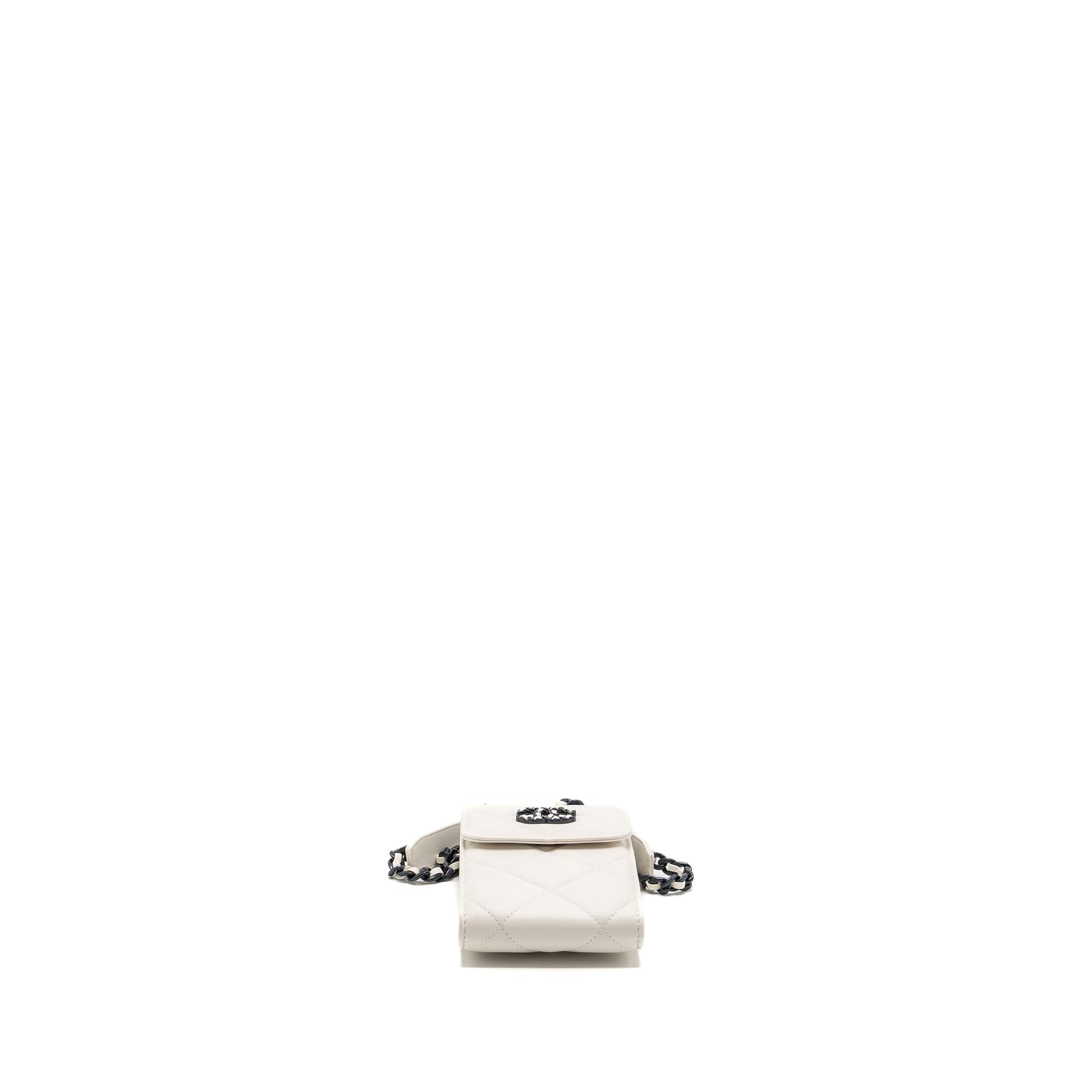 Chanel vertical 19 phone lambskin hardware Black White Handbag