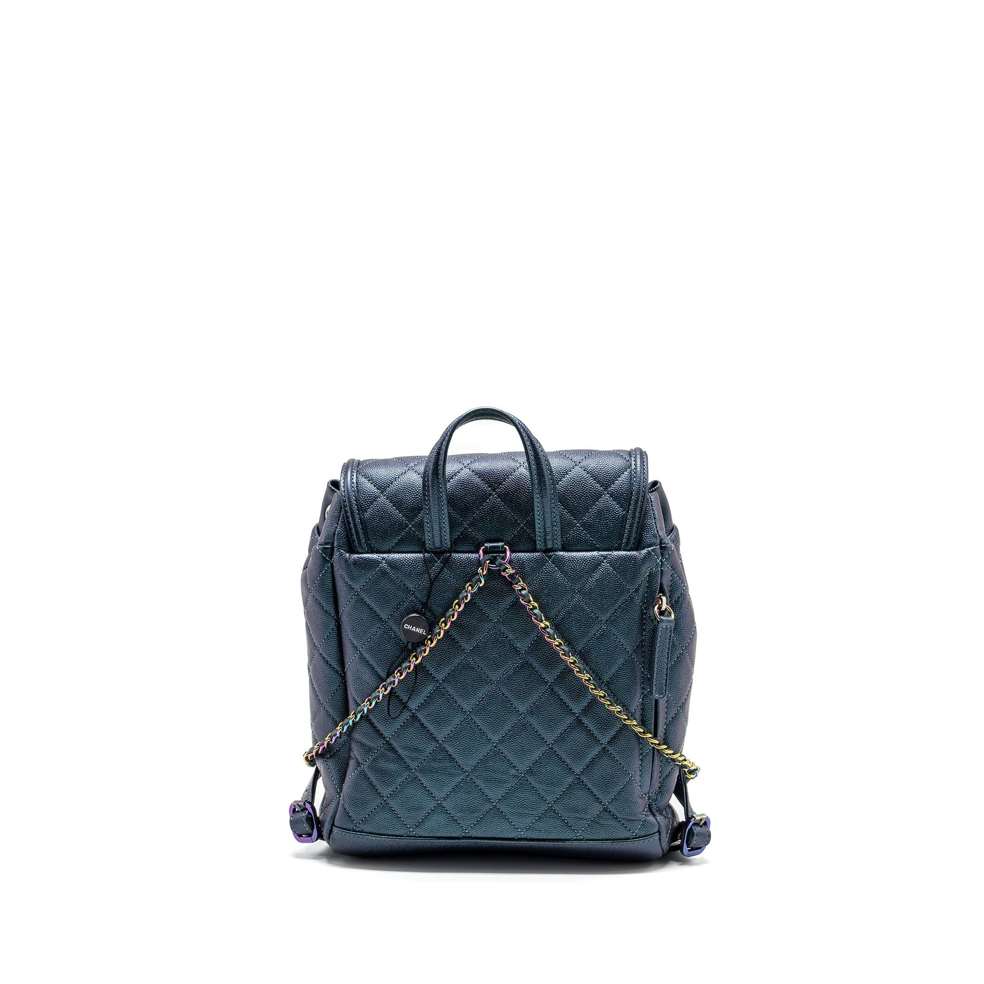 Chanel 18b Filigree Backpack Caviar Iridescent Dark Multicolour