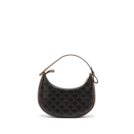 Celine Ava Purse Triomphe Calfskin Handbag Canvas Brown Travel Bag