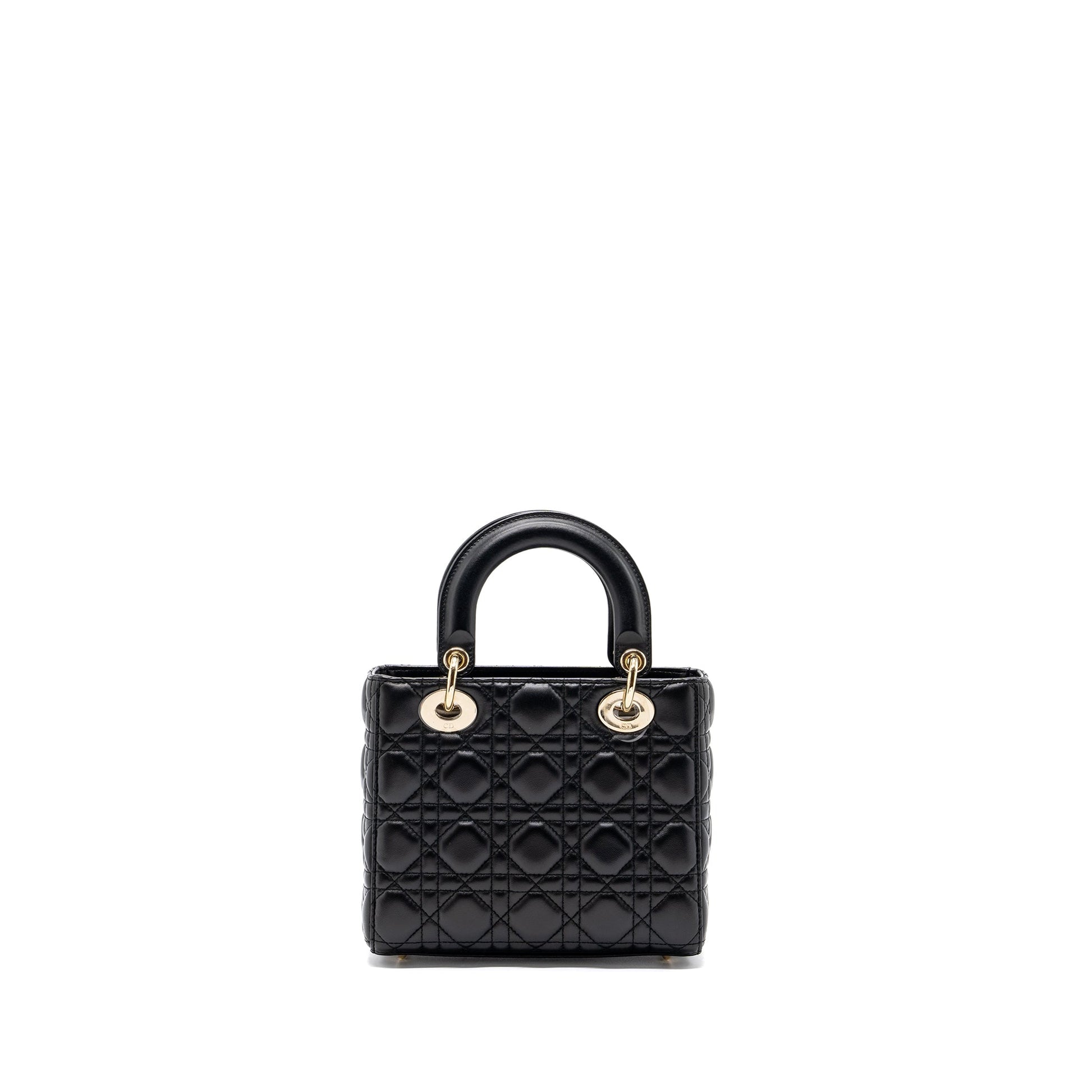 Dior My Lady Lambskin Handbag Black Small Travel Bag