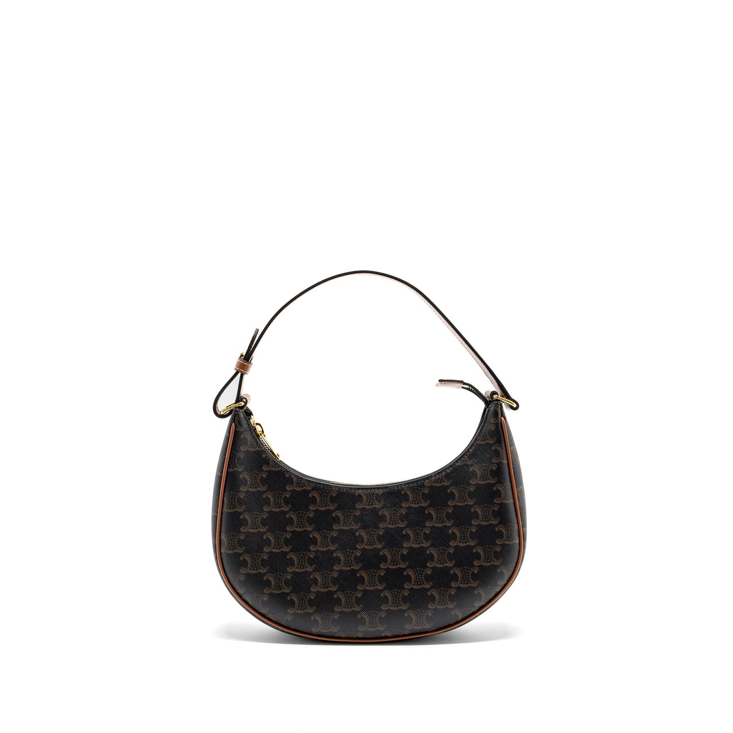 Celine Ava Purse Triomphe Calfskin Handbag Canvas Brown Travel Bag