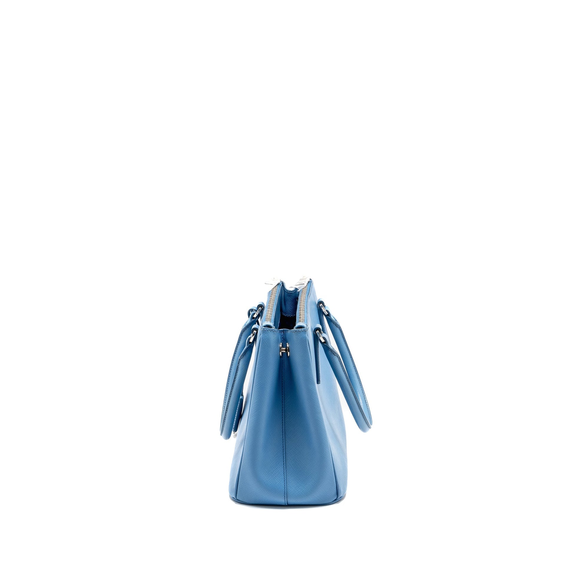 Prada Galleria Saffiano Purse Handbag Leather Blue Travel Bag