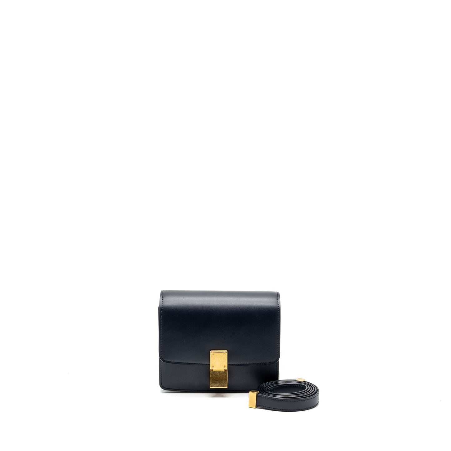 Celine Box Purse Calfskin Dark Handbag Blue Mini Travel Bag