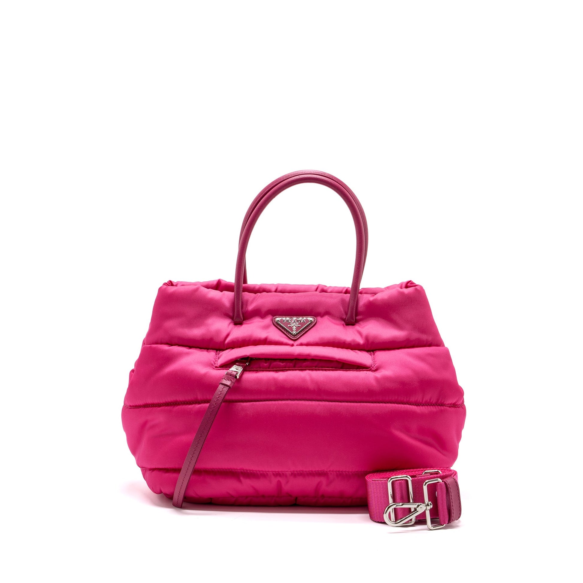 Prada Tote Purse Handbag Leather Nylon Tote Bag Pink Handbag