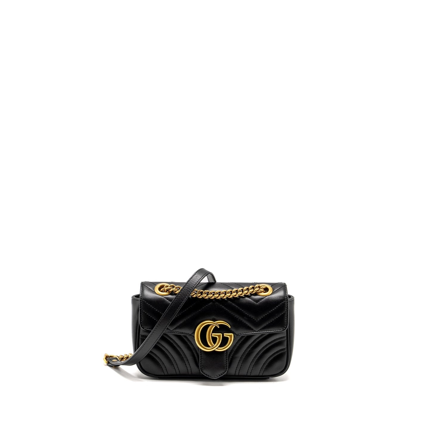 Gucci Marmont Shoulder Bag Calfskin Black Mini Ghw 1