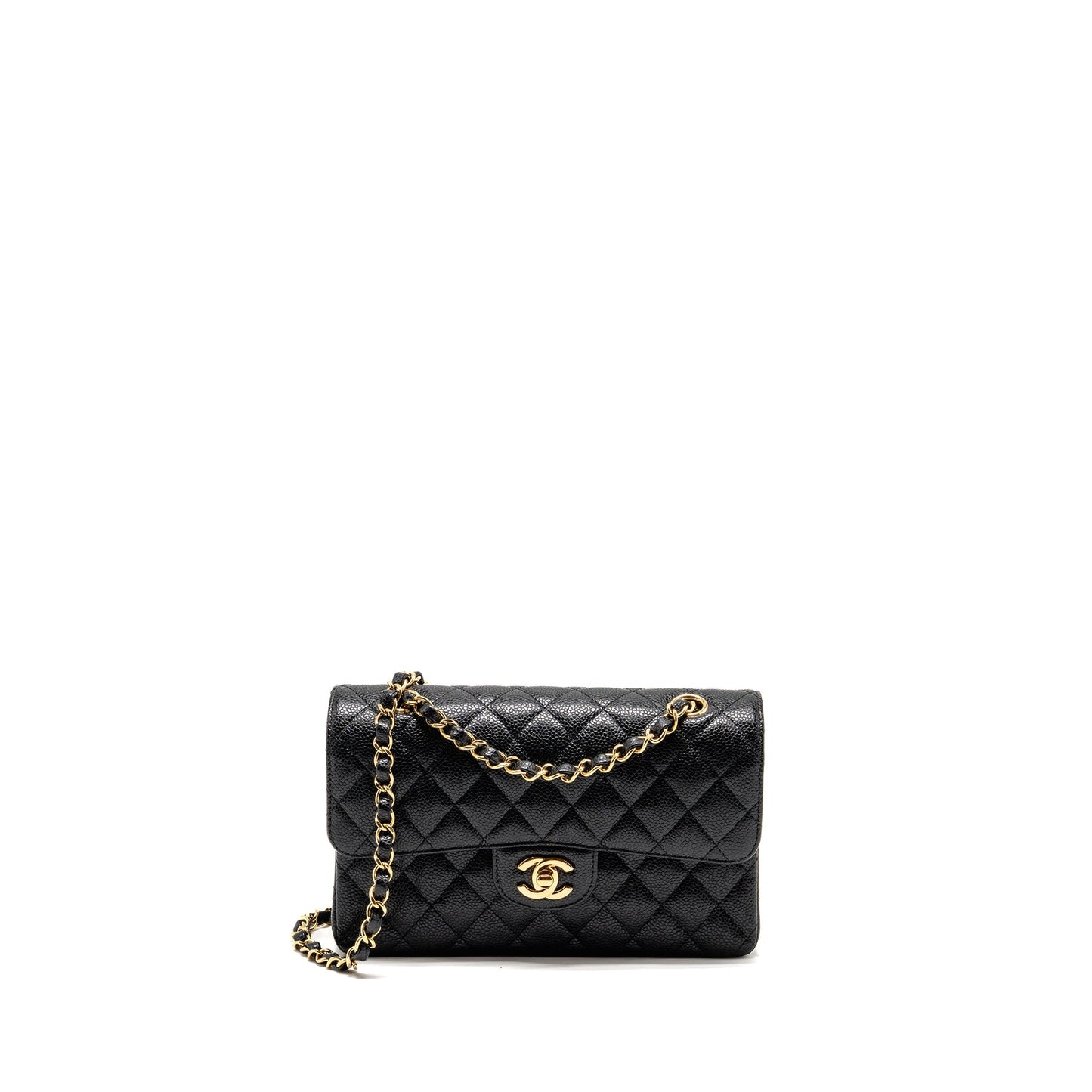 Chanel Classic Double Flap Caviar GHW Microchip Black Small Shoulder Bag Microchip 14