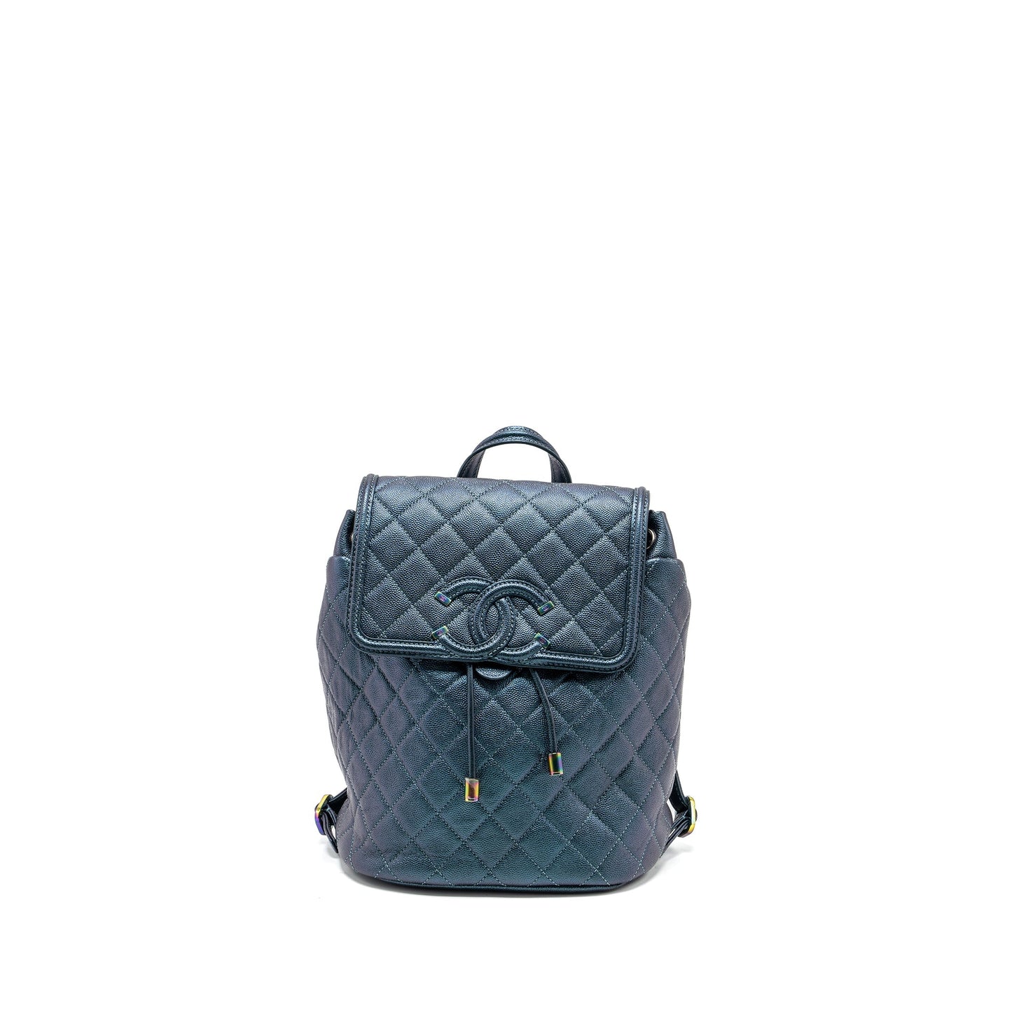 Chanel 18b Filigree Backpack Caviar Iridescent Dark Multicolour