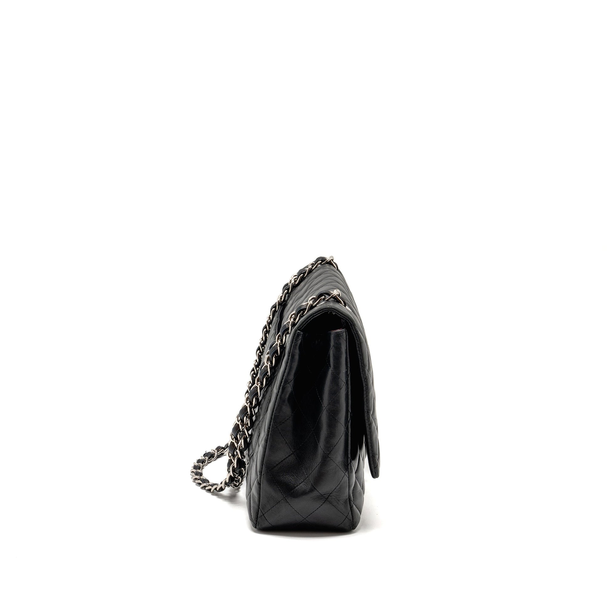 Chanel maxi classic single flap lambskin SHW Black Shoulder Bag
