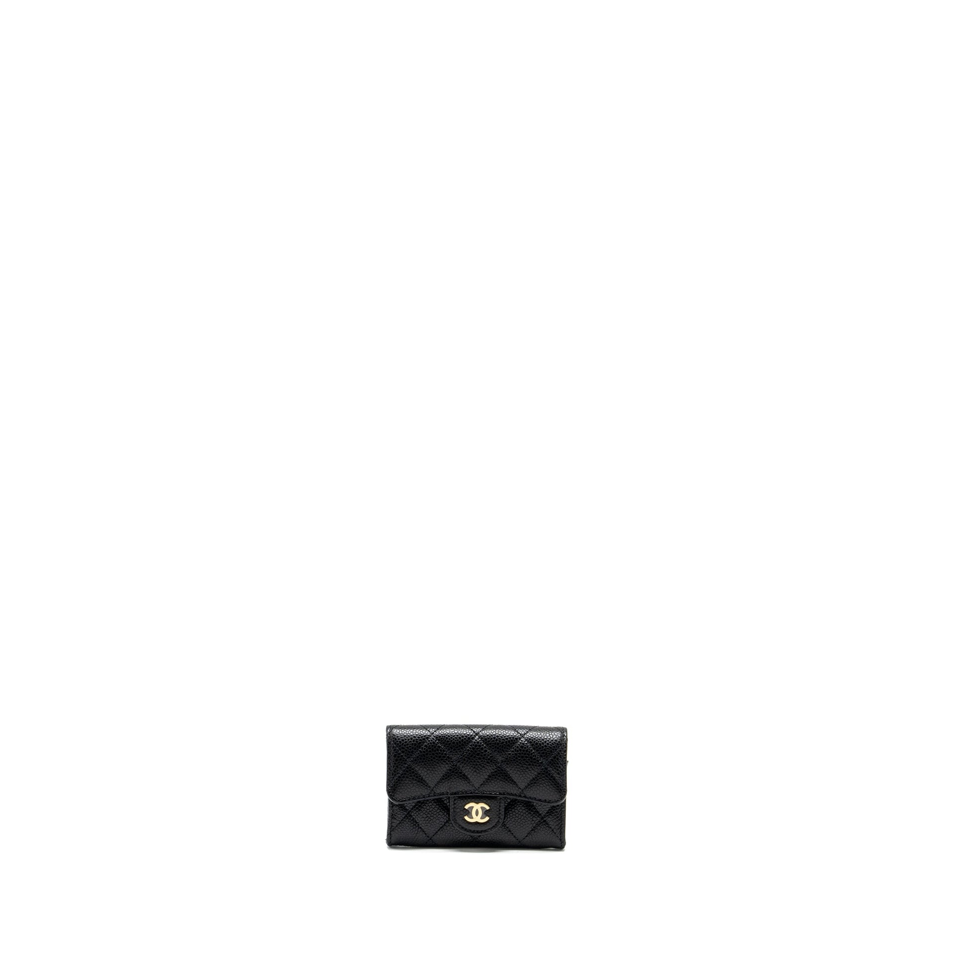 Chanel Classic Flap Card Holder Caviar GHW Black Wallet Case Black Ghwmicrochip