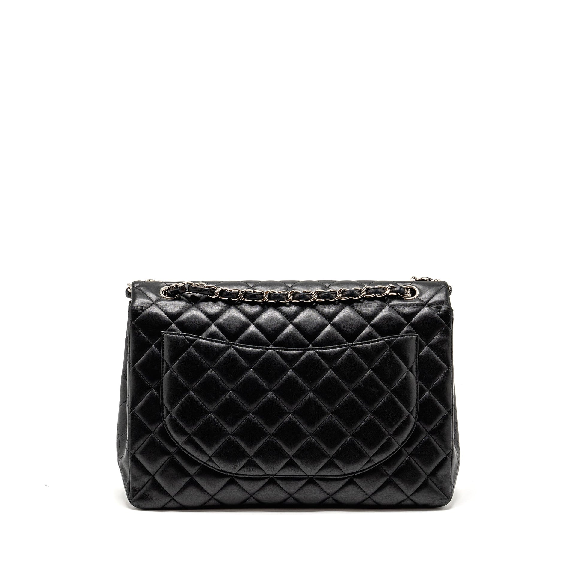 Chanel maxi classic single flap lambskin SHW Black Shoulder Bag