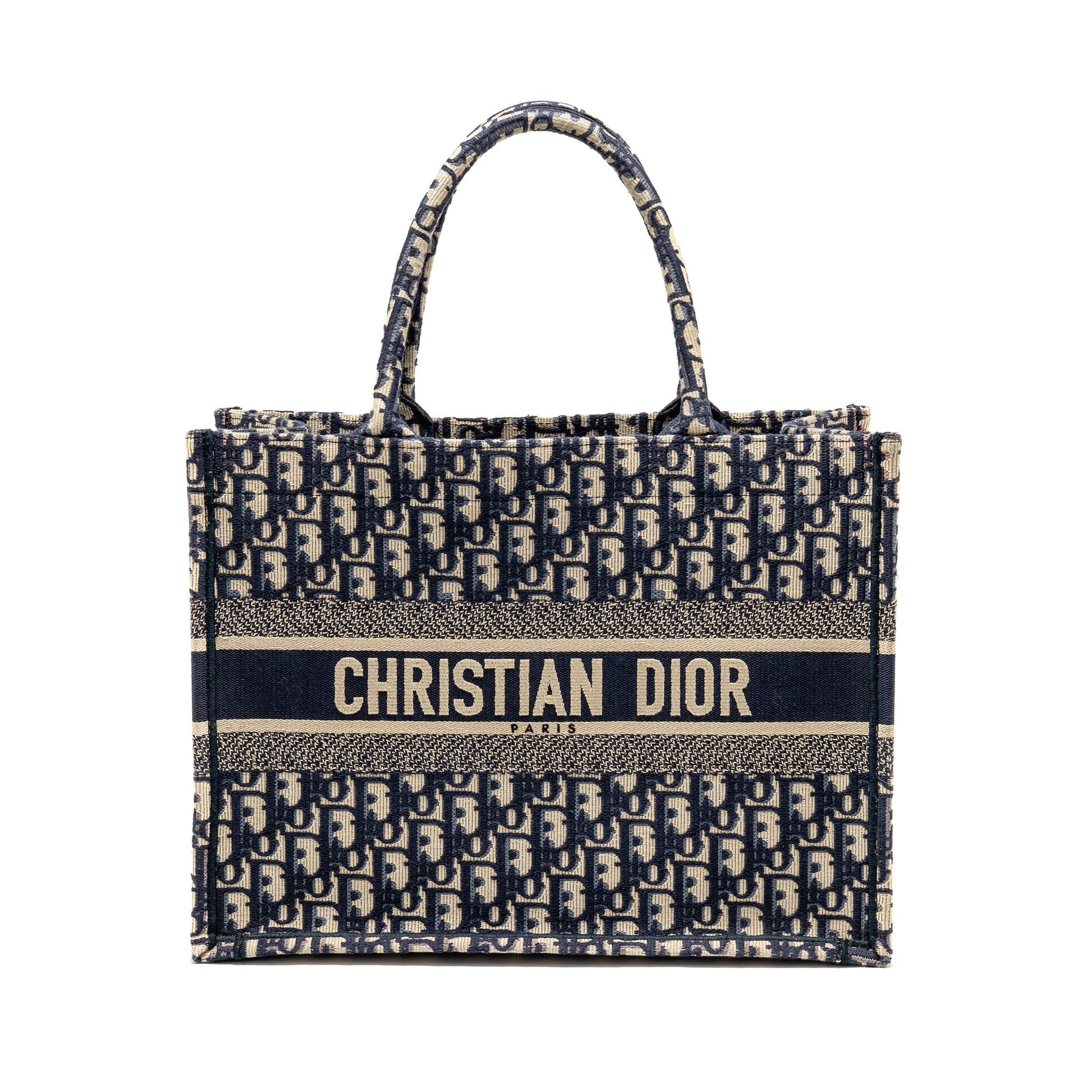 Dior Book Tote Oblique Embroidery Ecru Handbag Blue Medium Tote Bag Blue Handbag