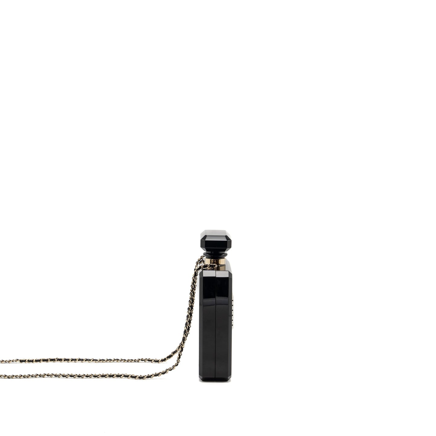 Chanel 17A Perfume Bottle Evening Bronze LGHW Black Clutch Bag