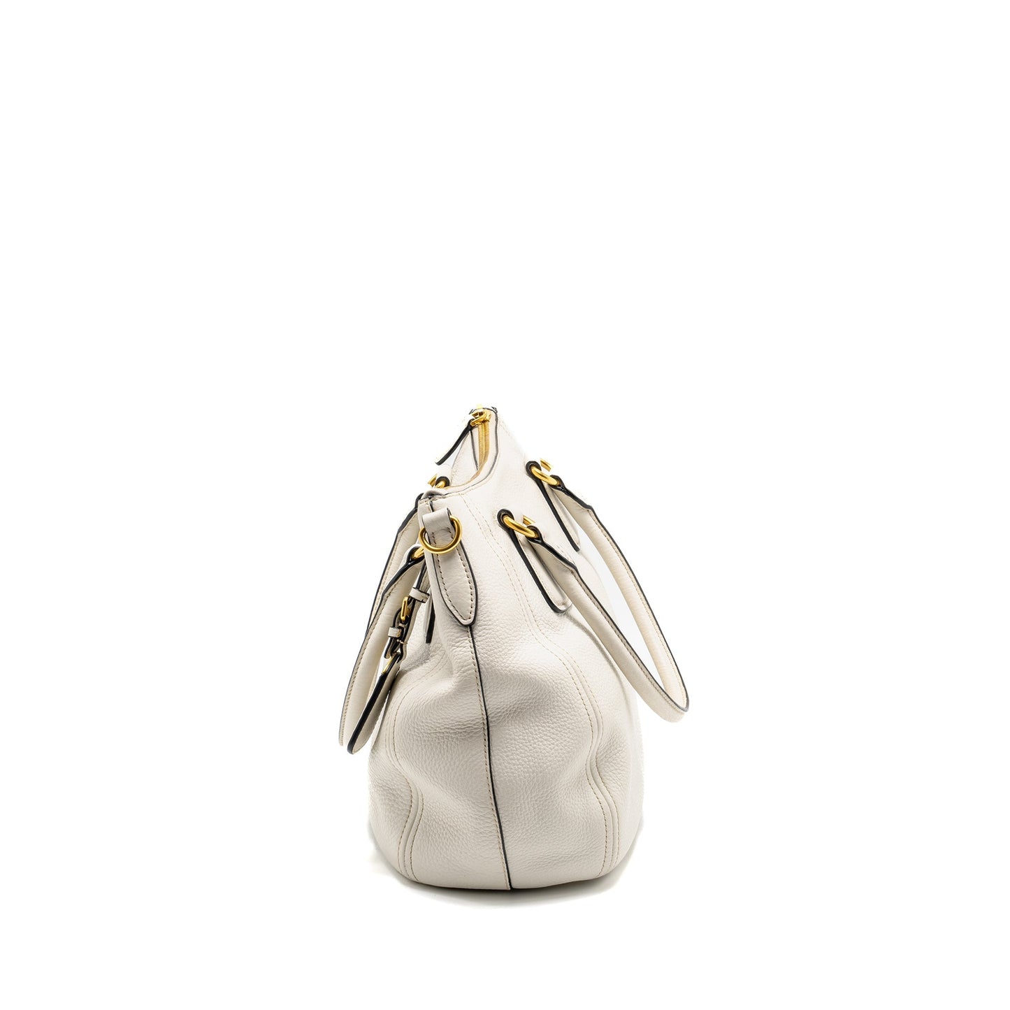 Prada Vitello Daino Purse Handbag Leather White Travel Bag
