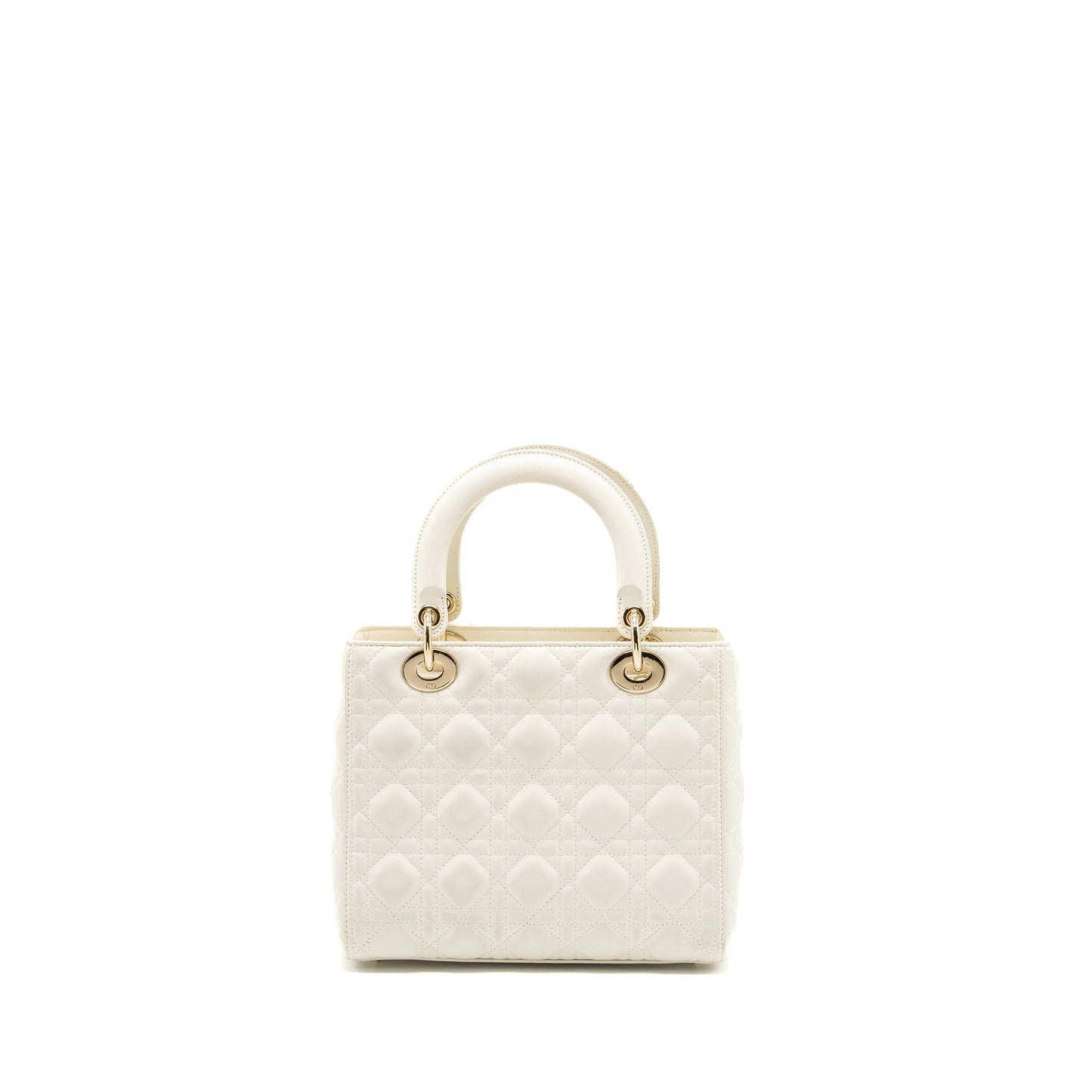Dior Lady Purse Lambskin Handbag White Medium Travel Bag